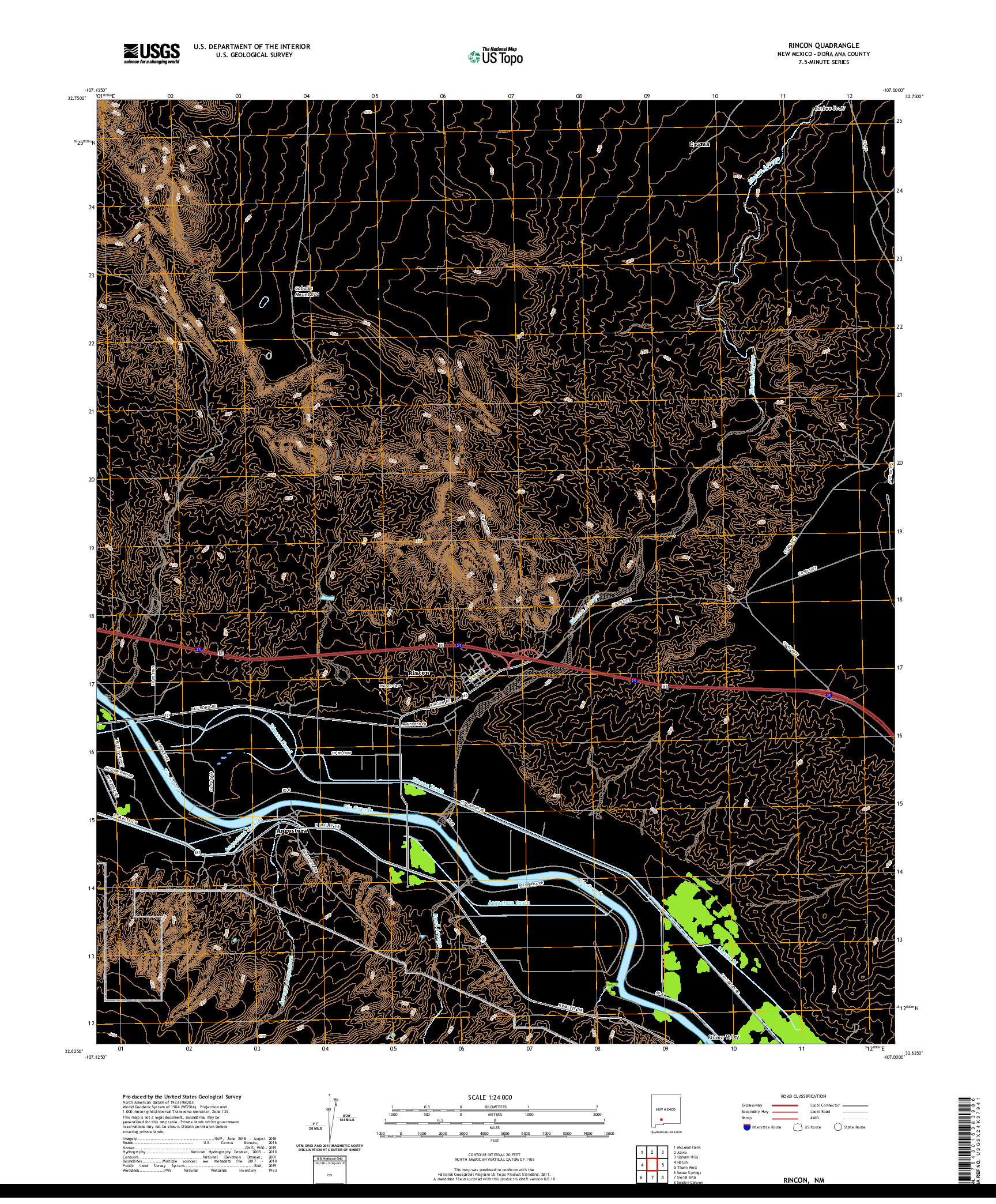 USGS US TOPO 7.5-MINUTE MAP FOR RINCON, NM 2020