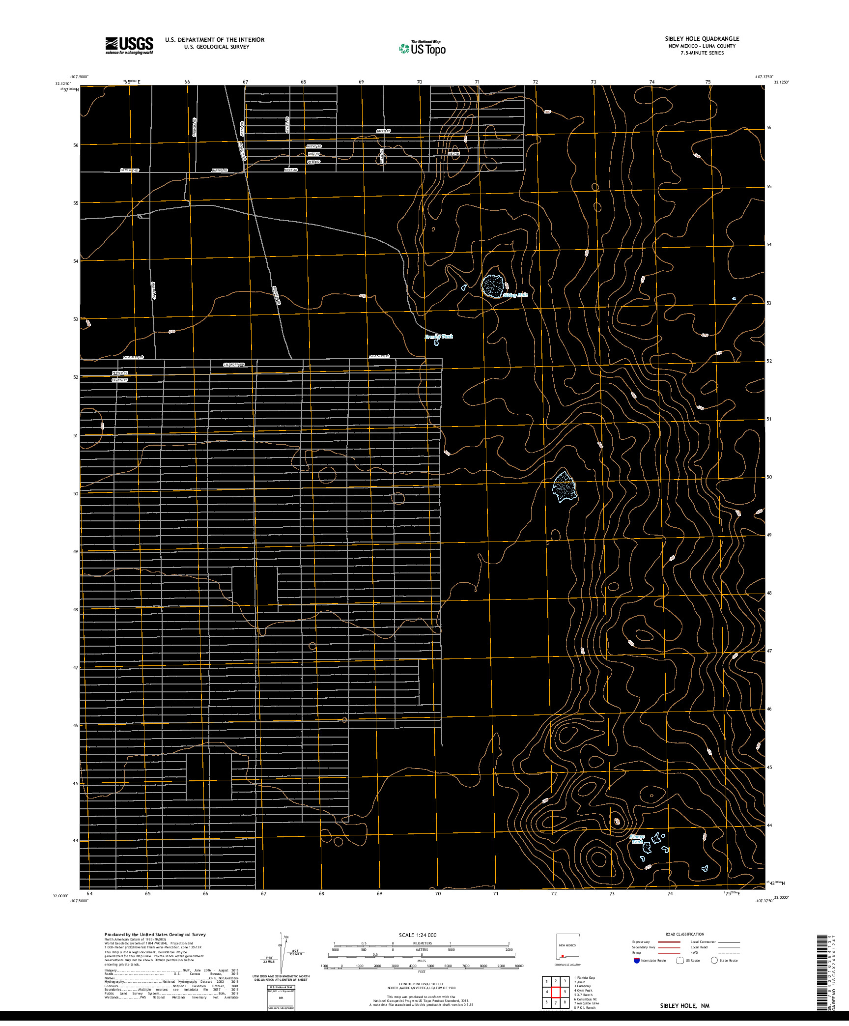 USGS US TOPO 7.5-MINUTE MAP FOR SIBLEY HOLE, NM 2020