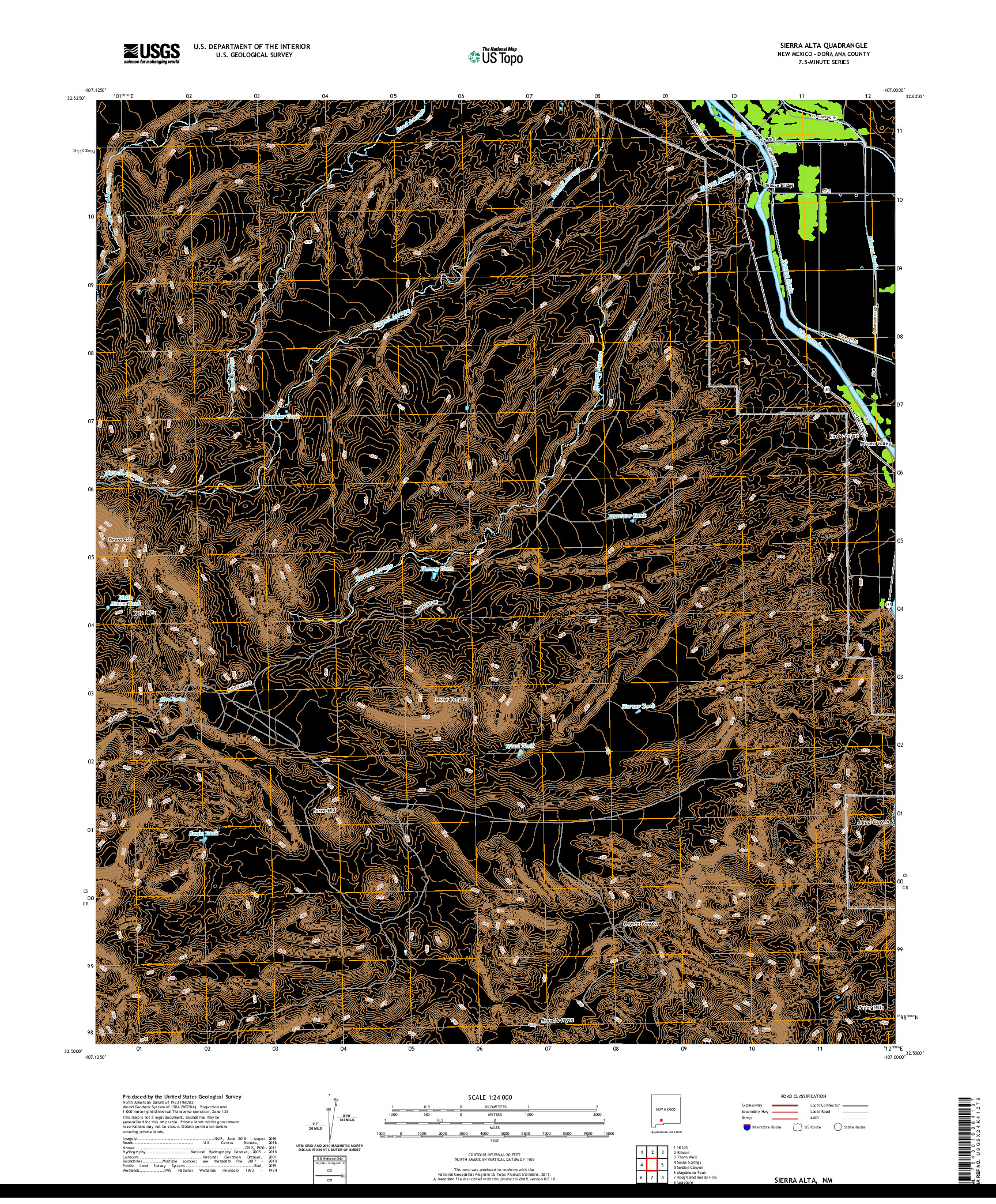 USGS US TOPO 7.5-MINUTE MAP FOR SIERRA ALTA, NM 2020