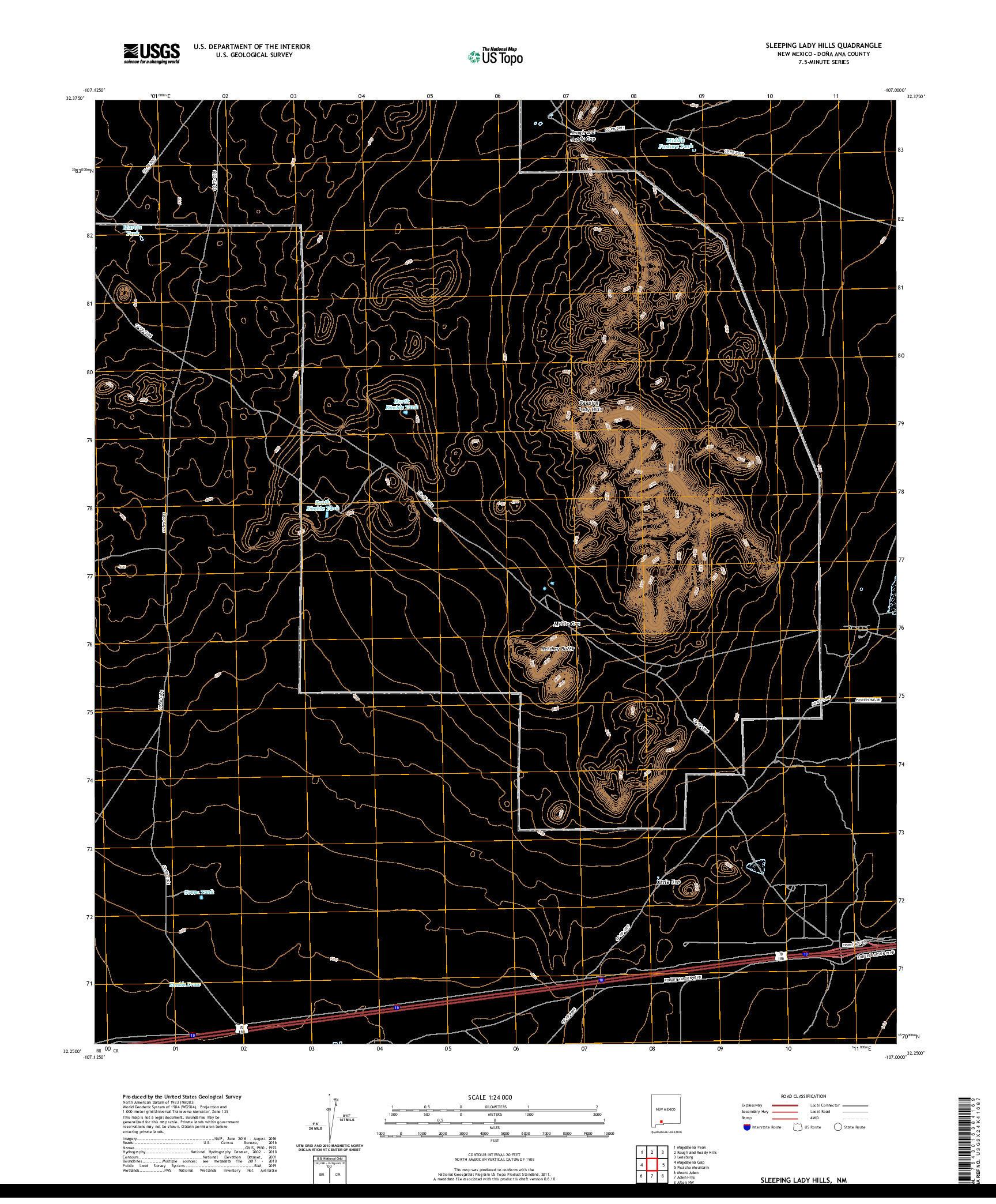 USGS US TOPO 7.5-MINUTE MAP FOR SLEEPING LADY HILLS, NM 2020
