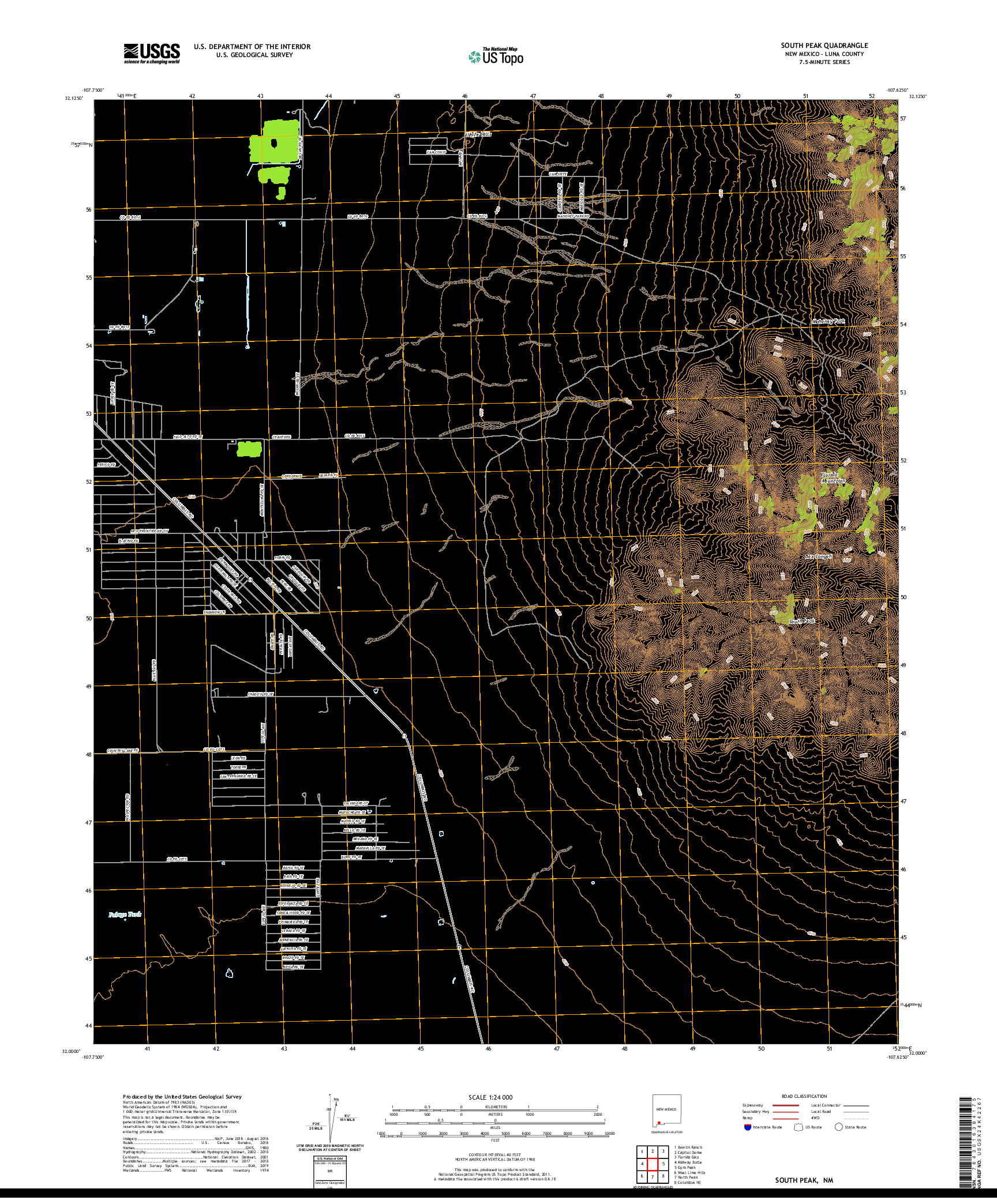 USGS US TOPO 7.5-MINUTE MAP FOR SOUTH PEAK, NM 2020