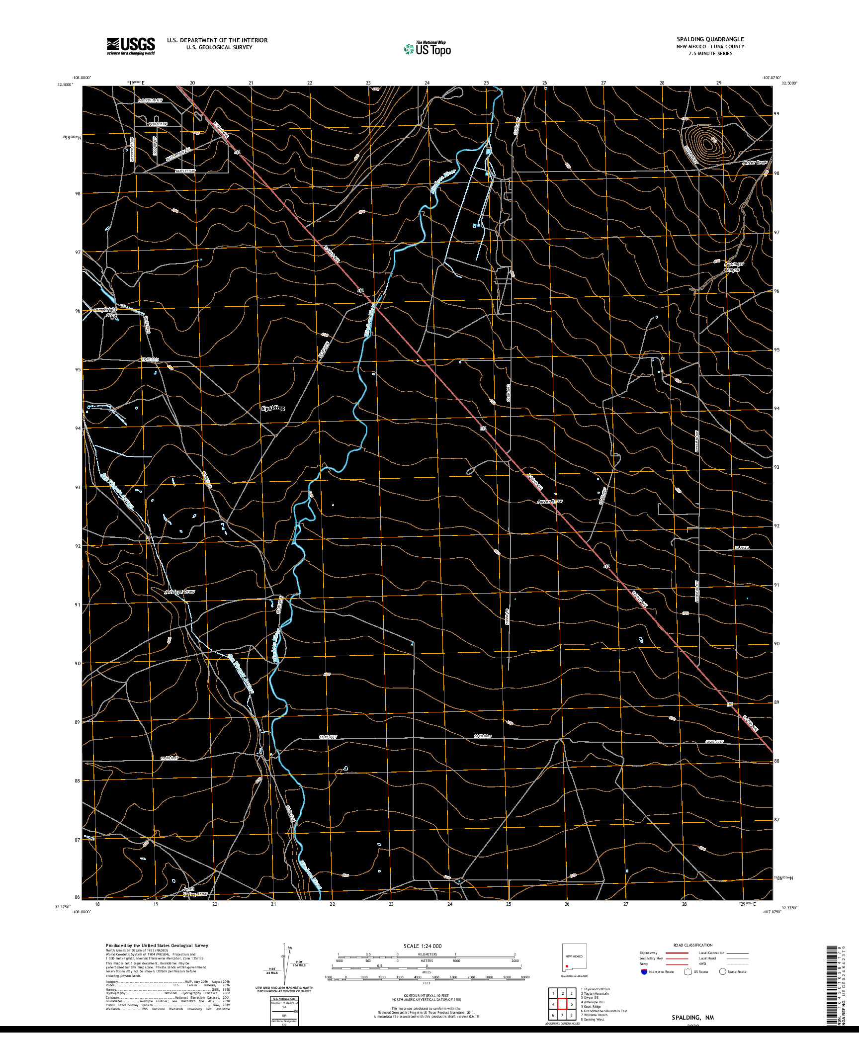 USGS US TOPO 7.5-MINUTE MAP FOR SPALDING, NM 2020