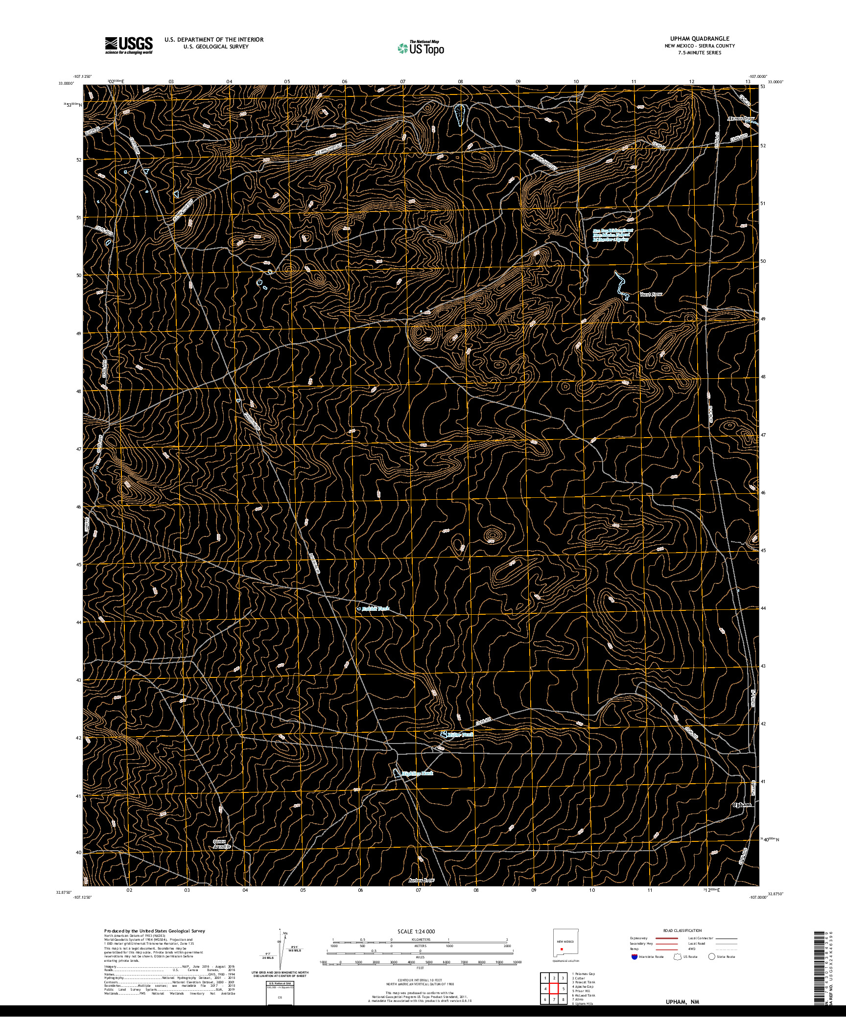 USGS US TOPO 7.5-MINUTE MAP FOR UPHAM, NM 2020