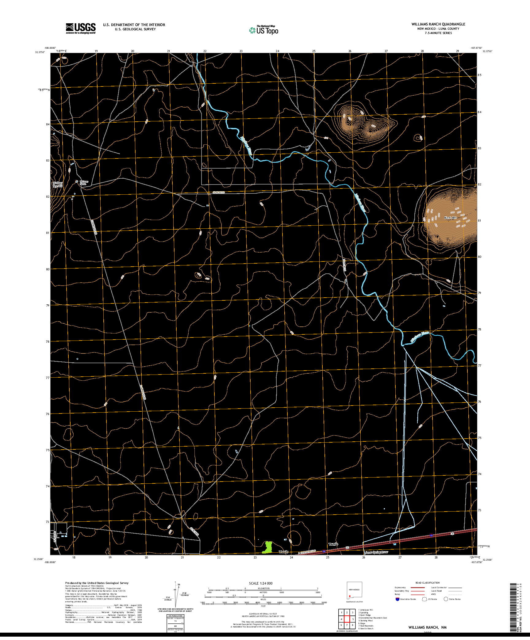 USGS US TOPO 7.5-MINUTE MAP FOR WILLIAMS RANCH, NM 2020