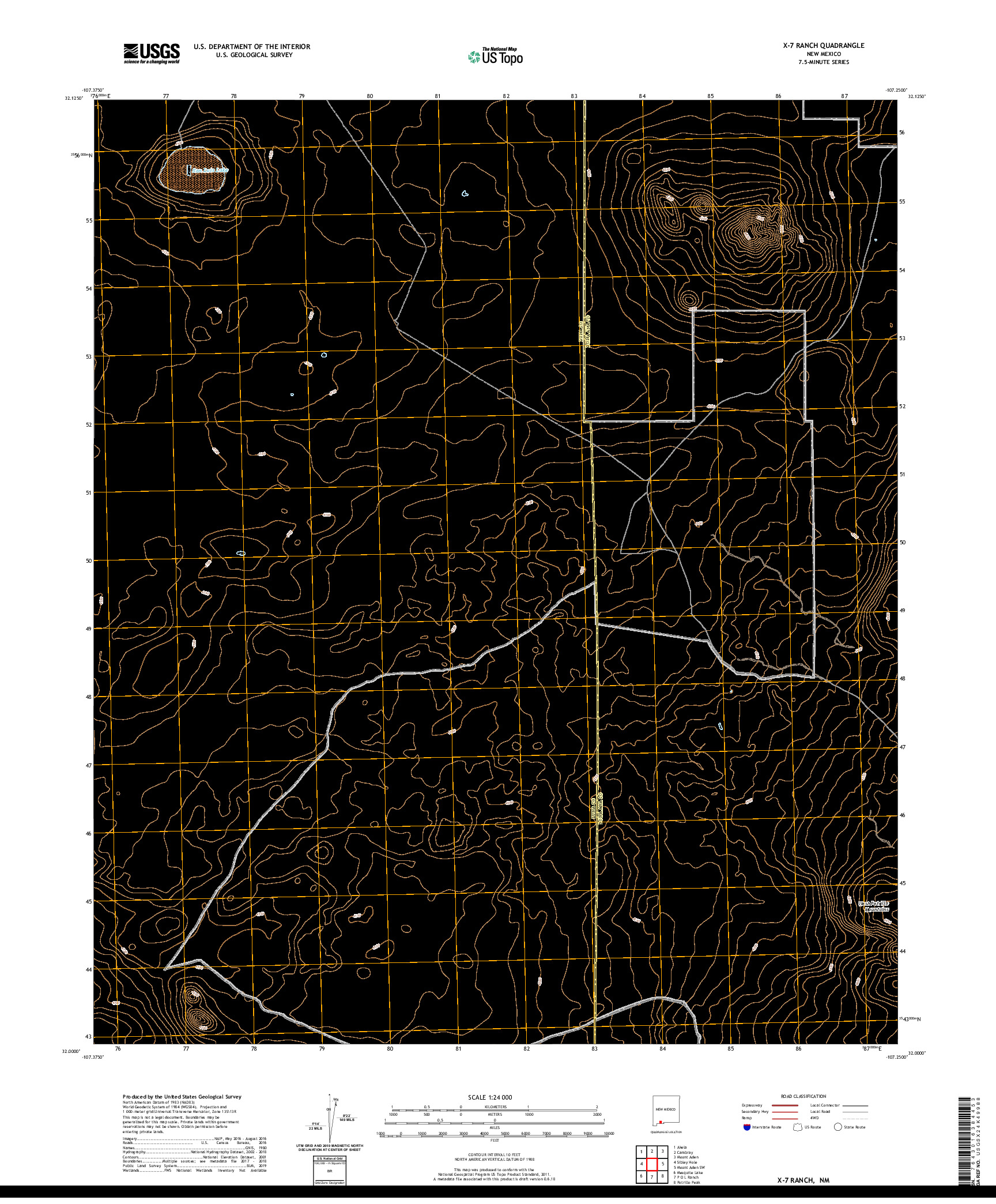 USGS US TOPO 7.5-MINUTE MAP FOR X-7 RANCH, NM 2020