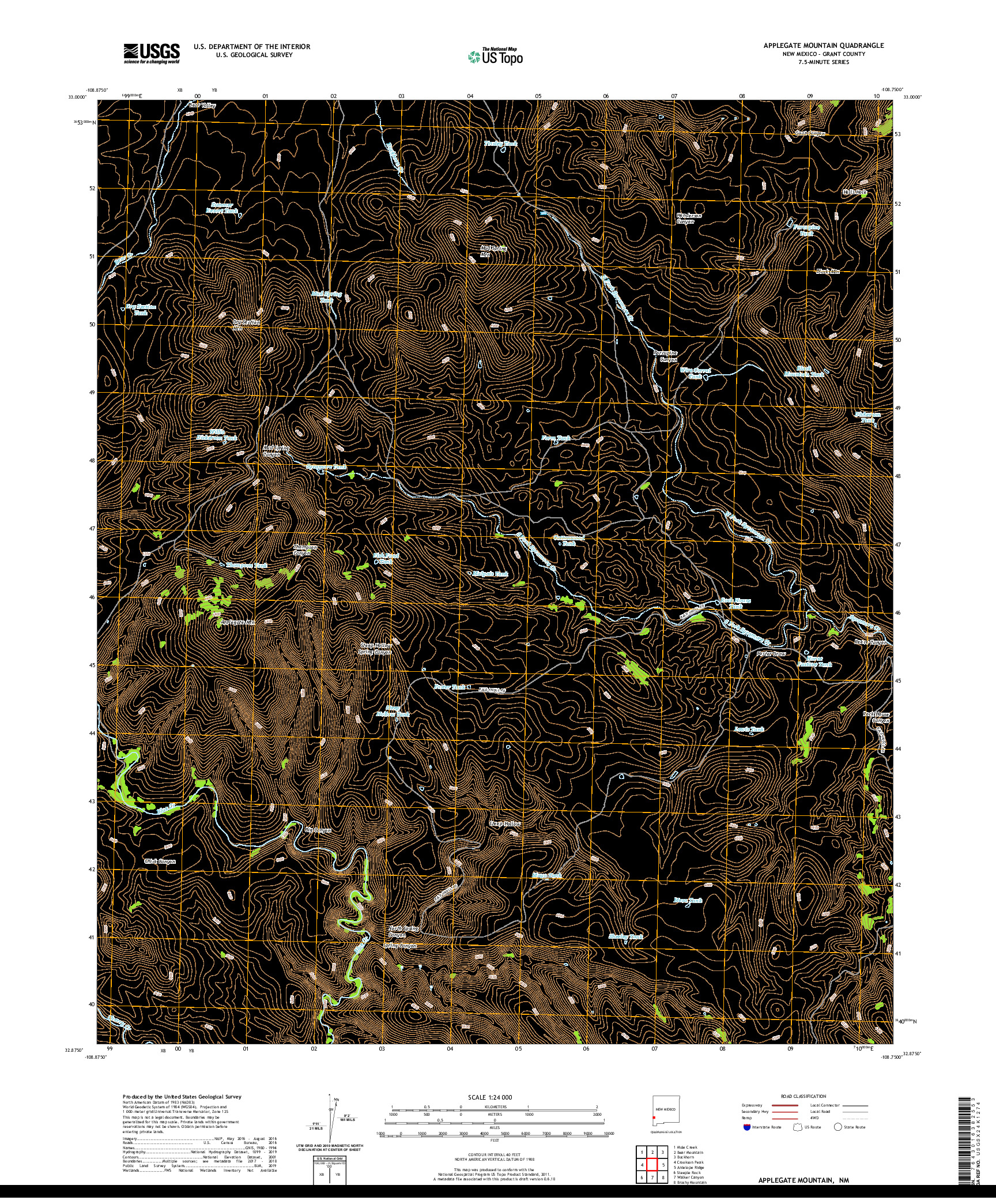 USGS US TOPO 7.5-MINUTE MAP FOR APPLEGATE MOUNTAIN, NM 2020
