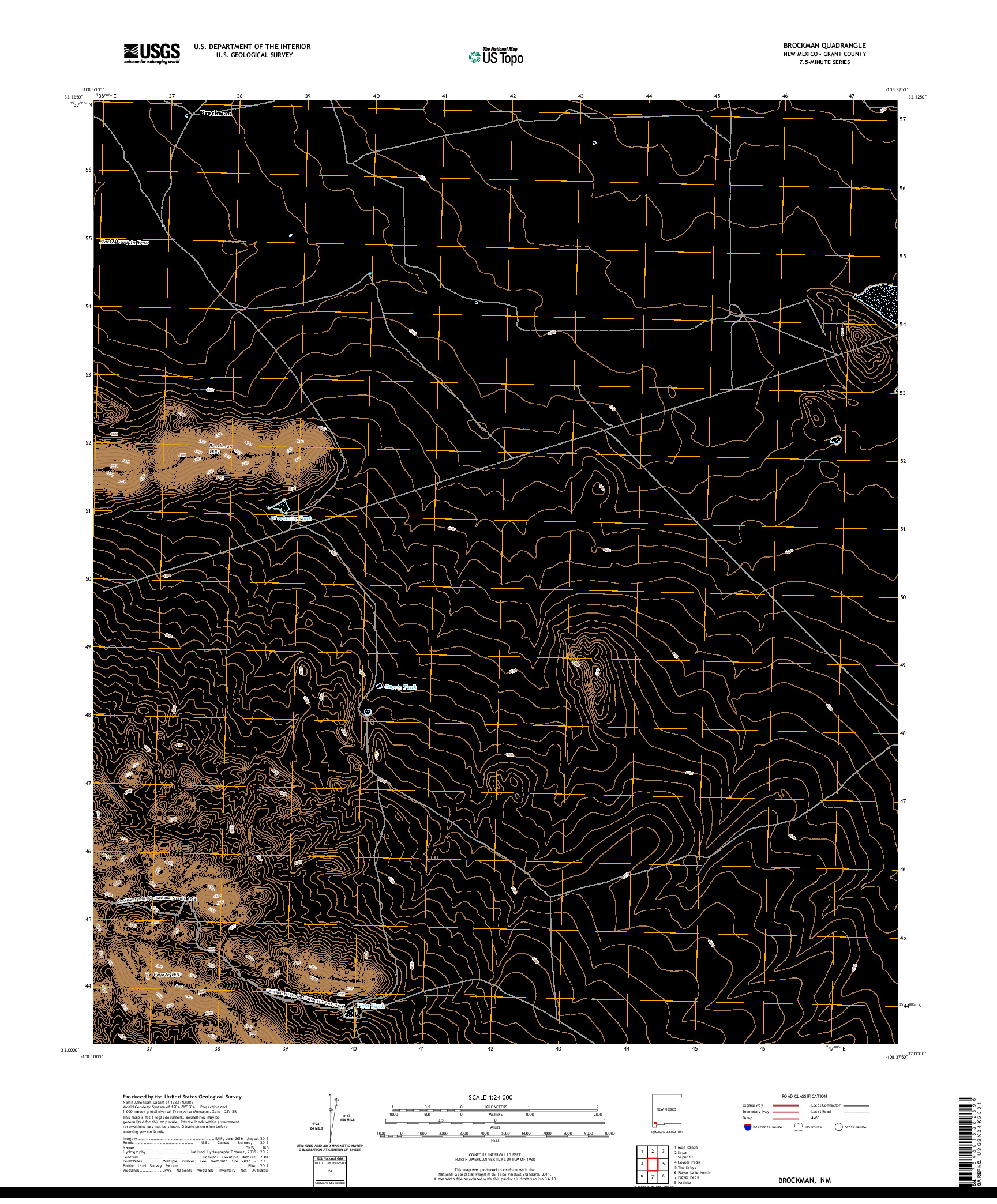 USGS US TOPO 7.5-MINUTE MAP FOR BROCKMAN, NM 2020