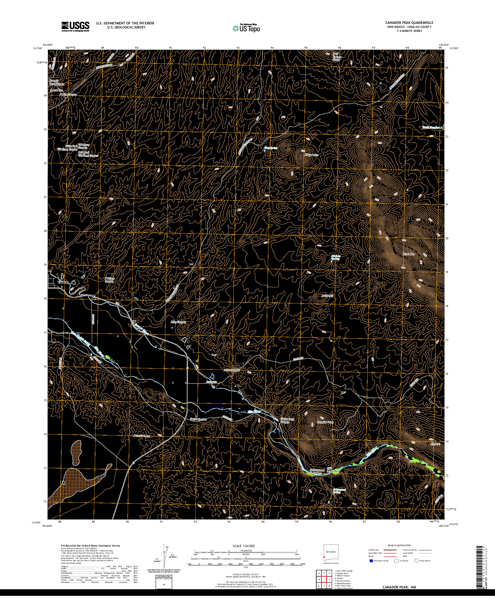 USGS US TOPO 7.5-MINUTE MAP FOR CANADOR PEAK, NM 2020