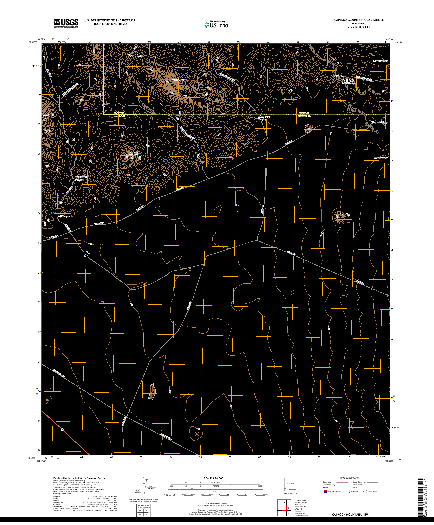 USGS US TOPO 7.5-MINUTE MAP FOR CAPROCK MOUNTAIN, NM 2020