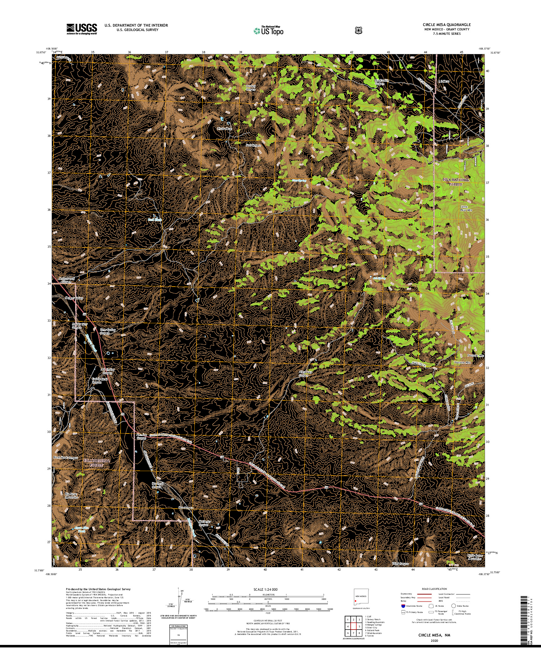 USGS US TOPO 7.5-MINUTE MAP FOR CIRCLE MESA, NM 2020