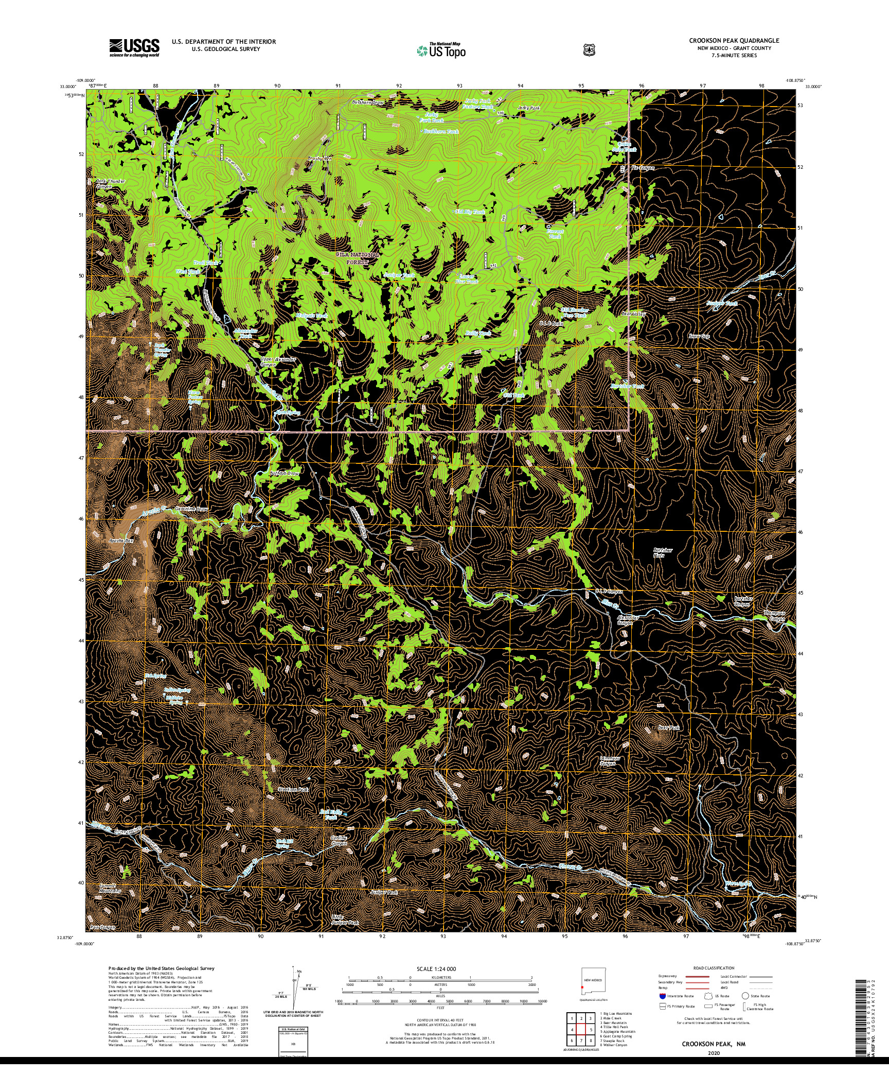 USGS US TOPO 7.5-MINUTE MAP FOR CROOKSON PEAK, NM 2020