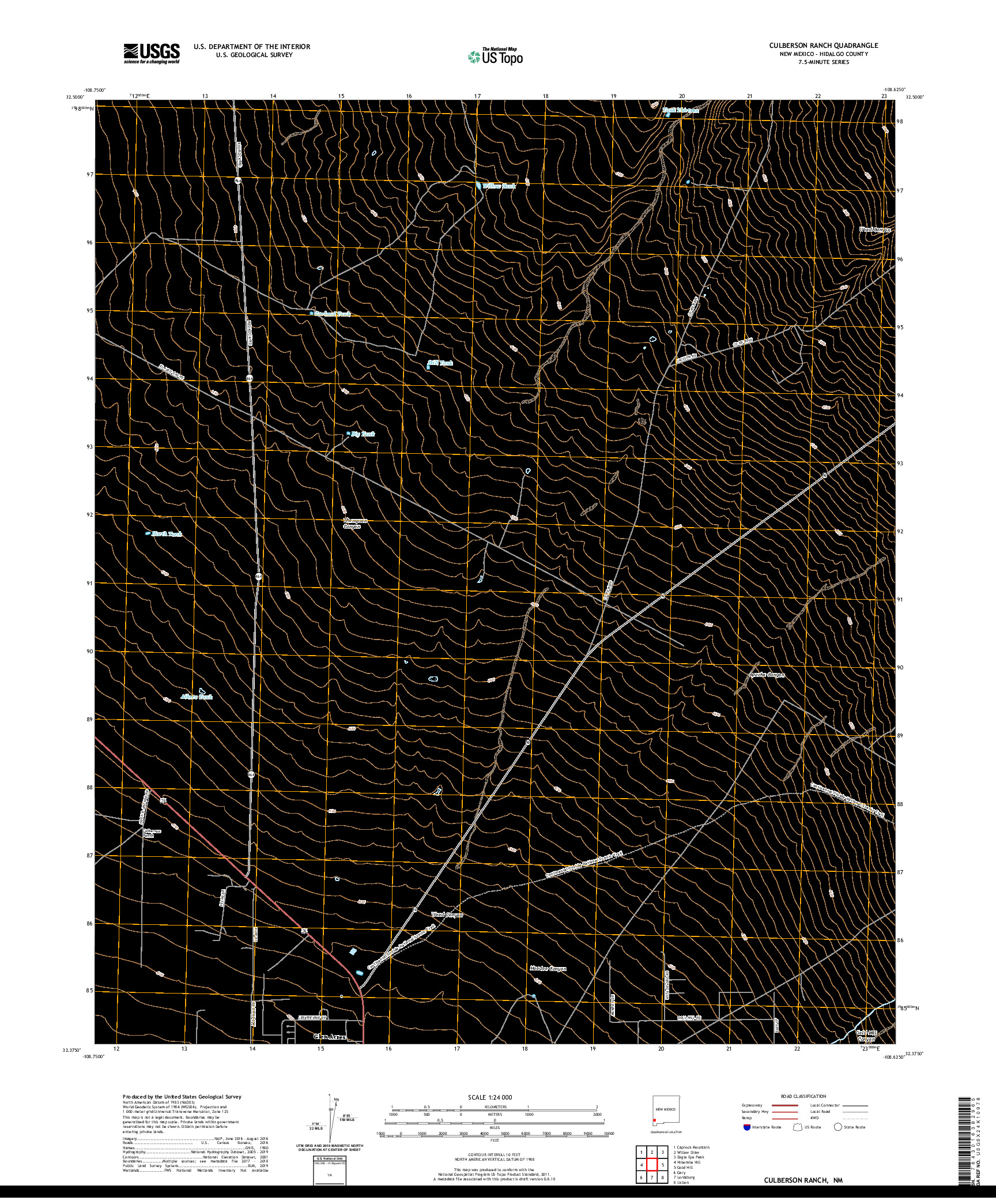 USGS US TOPO 7.5-MINUTE MAP FOR CULBERSON RANCH, NM 2020