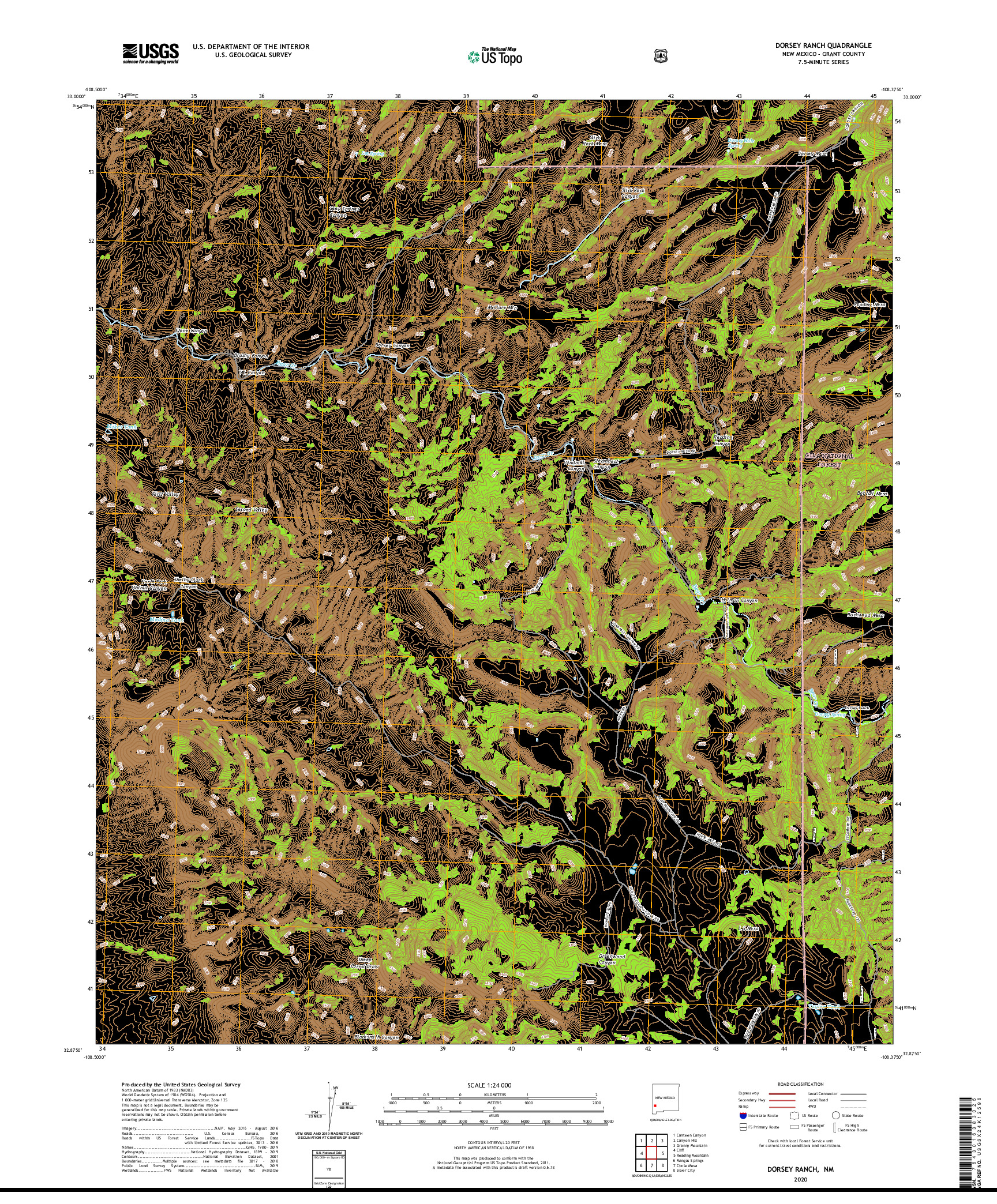 USGS US TOPO 7.5-MINUTE MAP FOR DORSEY RANCH, NM 2020