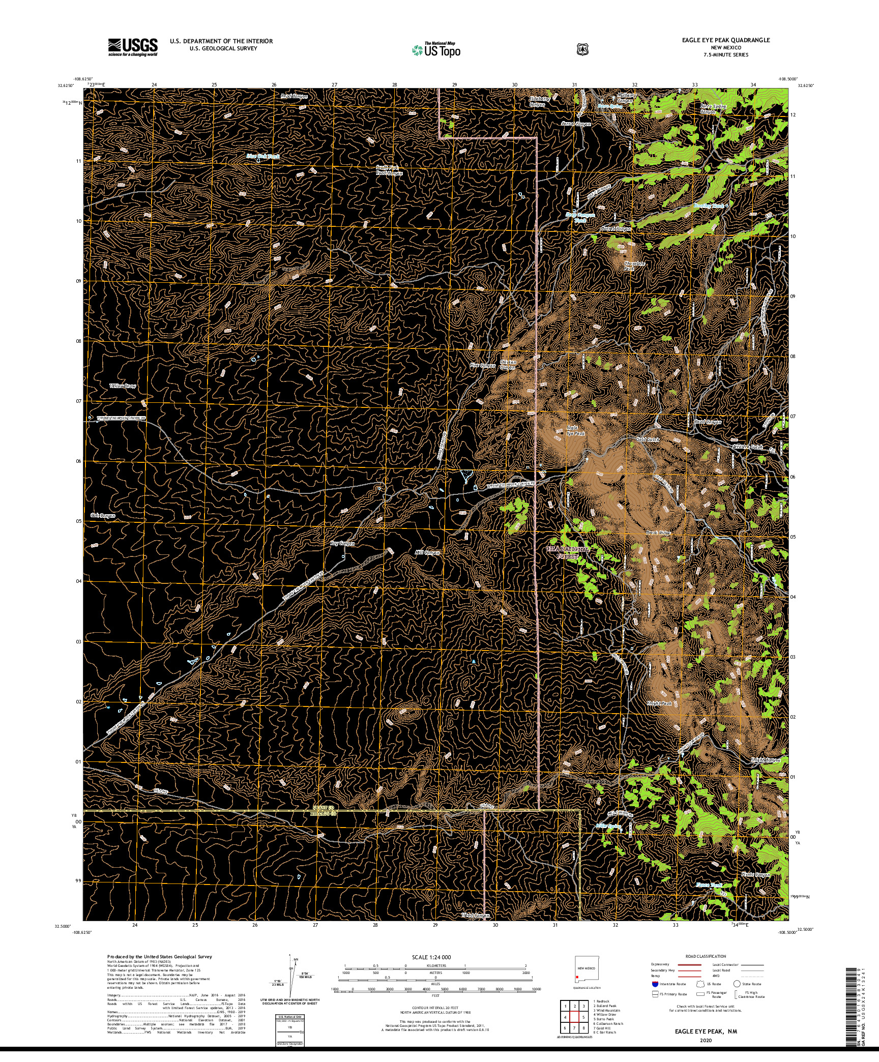 USGS US TOPO 7.5-MINUTE MAP FOR EAGLE EYE PEAK, NM 2020