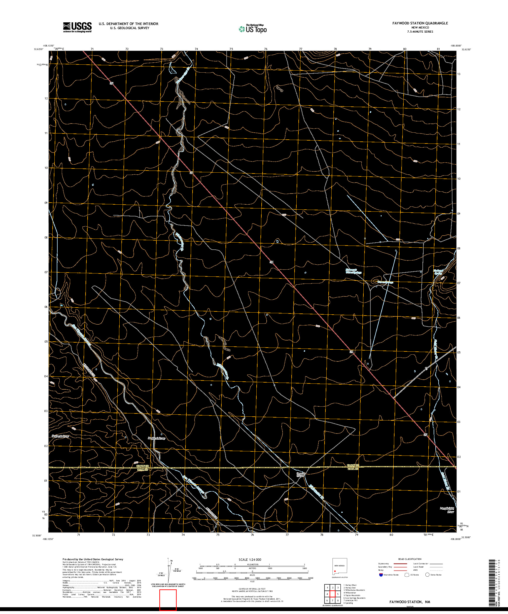 USGS US TOPO 7.5-MINUTE MAP FOR FAYWOOD STATION, NM 2020