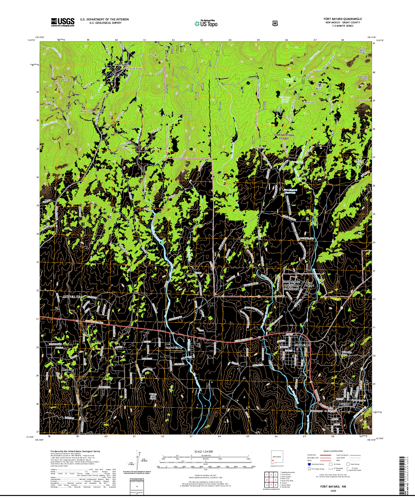 USGS US TOPO 7.5-MINUTE MAP FOR FORT BAYARD, NM 2020