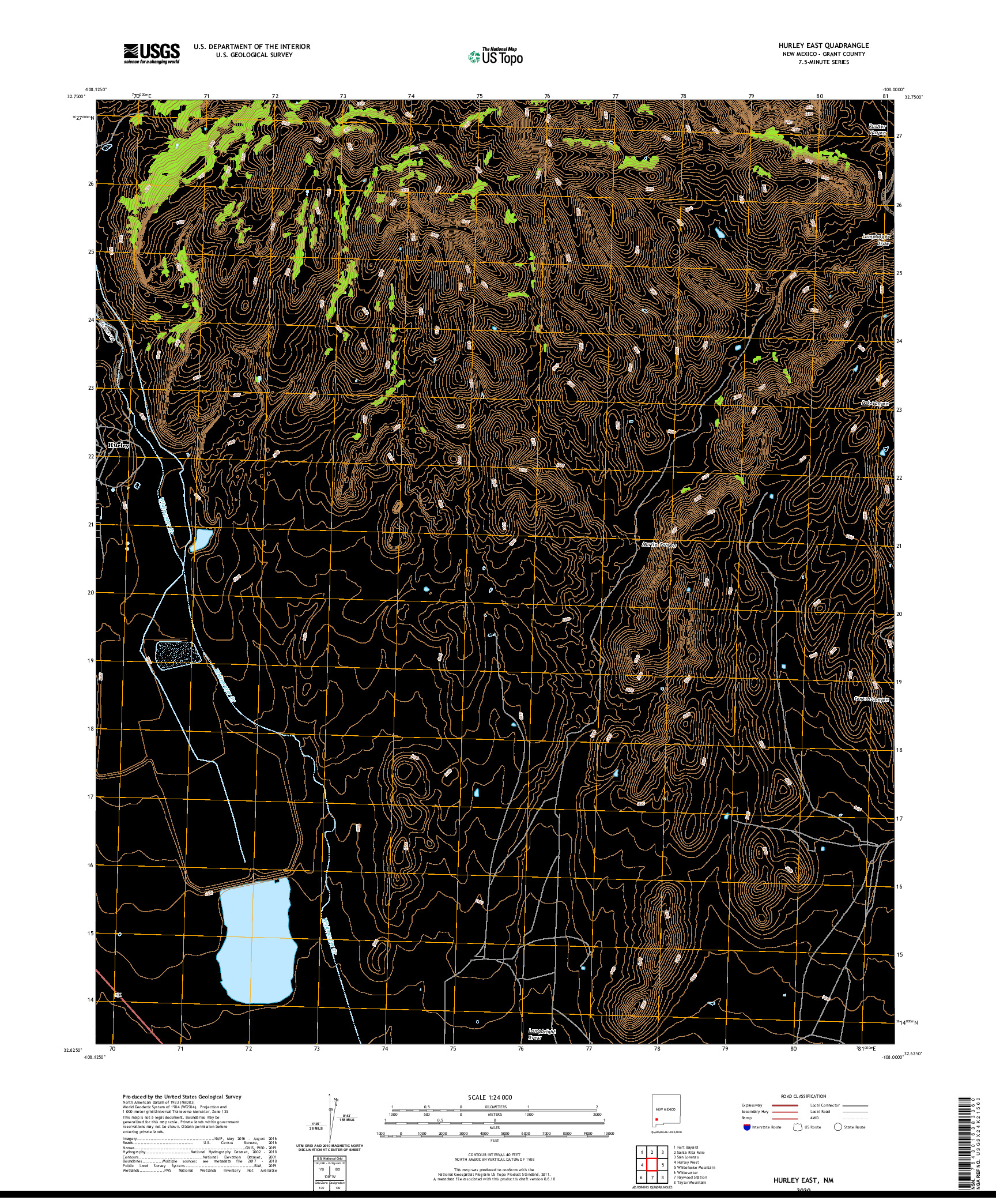 USGS US TOPO 7.5-MINUTE MAP FOR HURLEY EAST, NM 2020