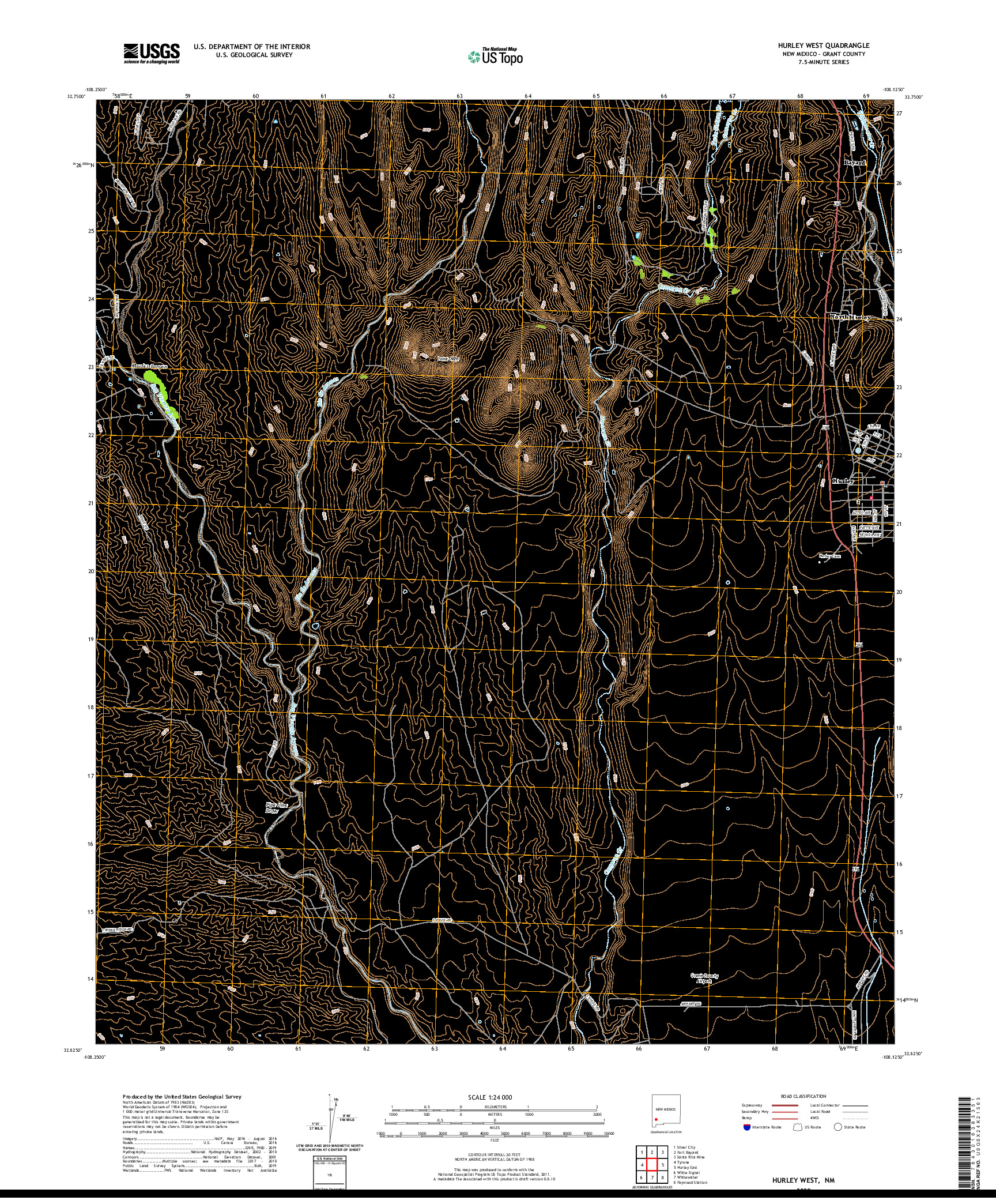 USGS US TOPO 7.5-MINUTE MAP FOR HURLEY WEST, NM 2020