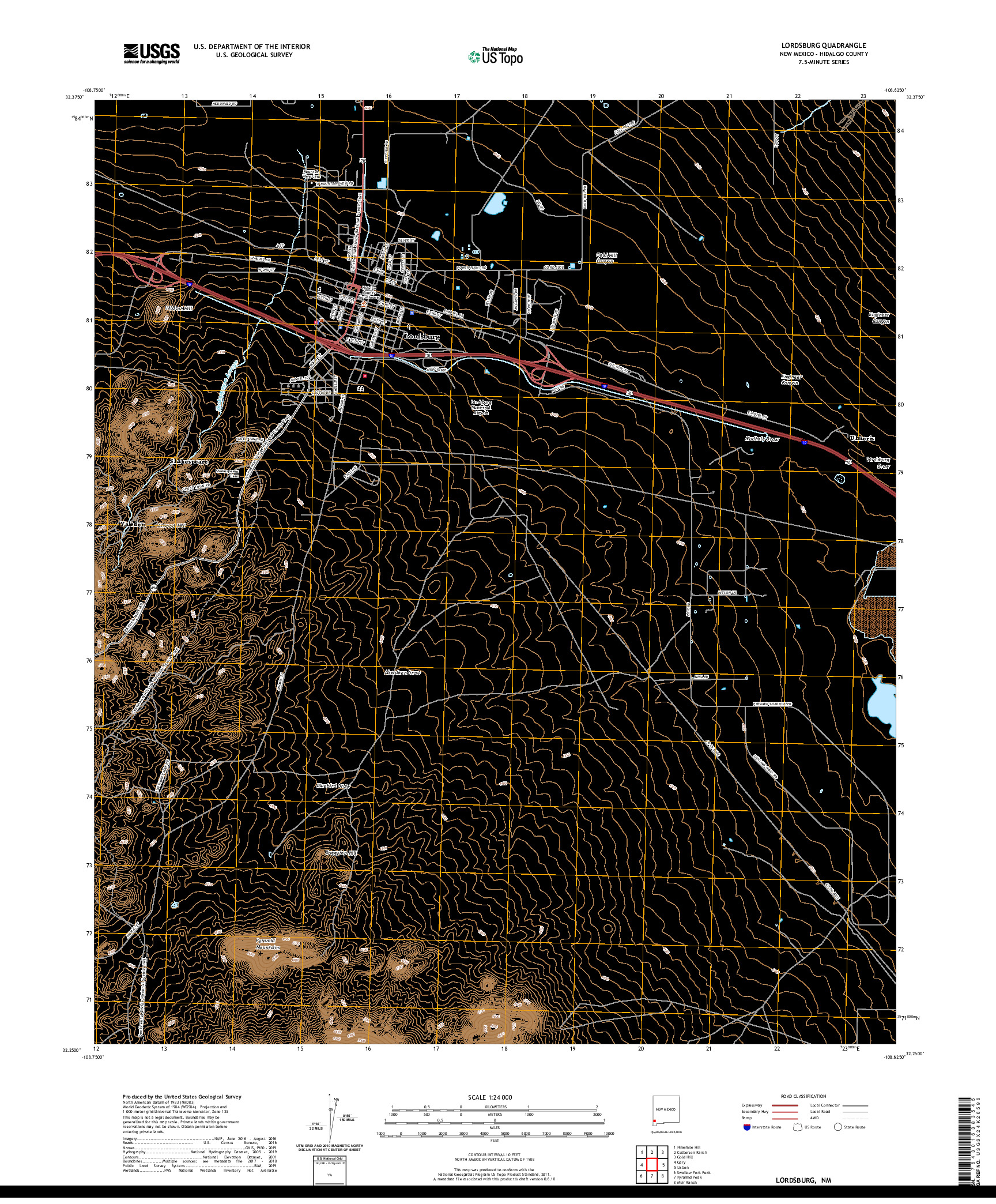 USGS US TOPO 7.5-MINUTE MAP FOR LORDSBURG, NM 2020