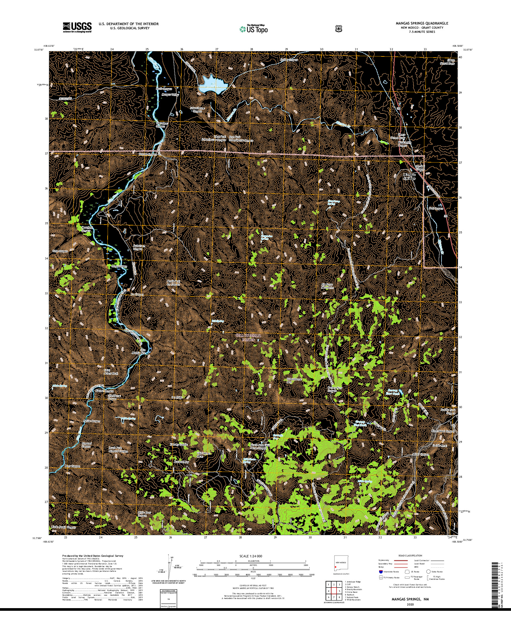 USGS US TOPO 7.5-MINUTE MAP FOR MANGAS SPRINGS, NM 2020