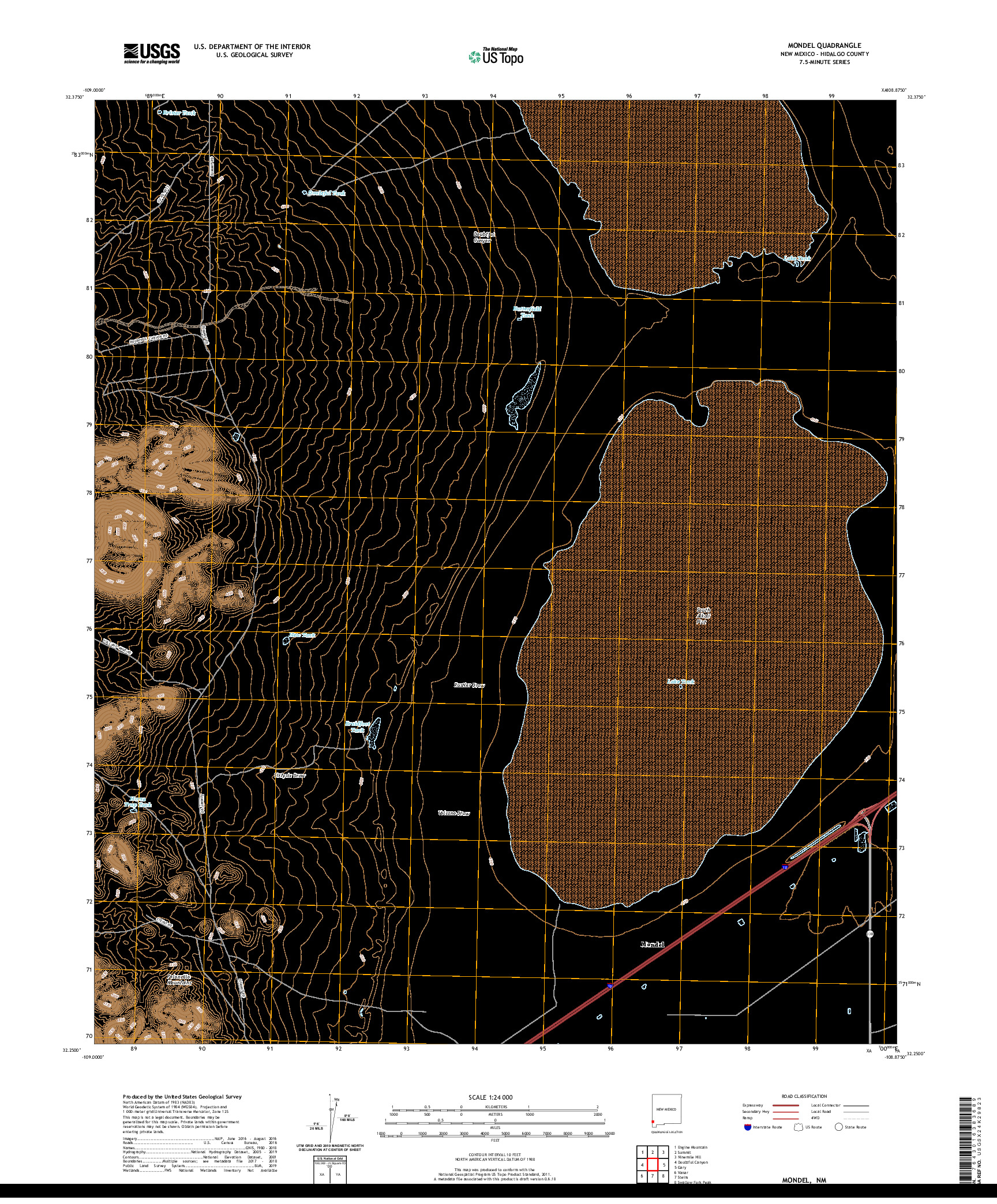 USGS US TOPO 7.5-MINUTE MAP FOR MONDEL, NM 2020