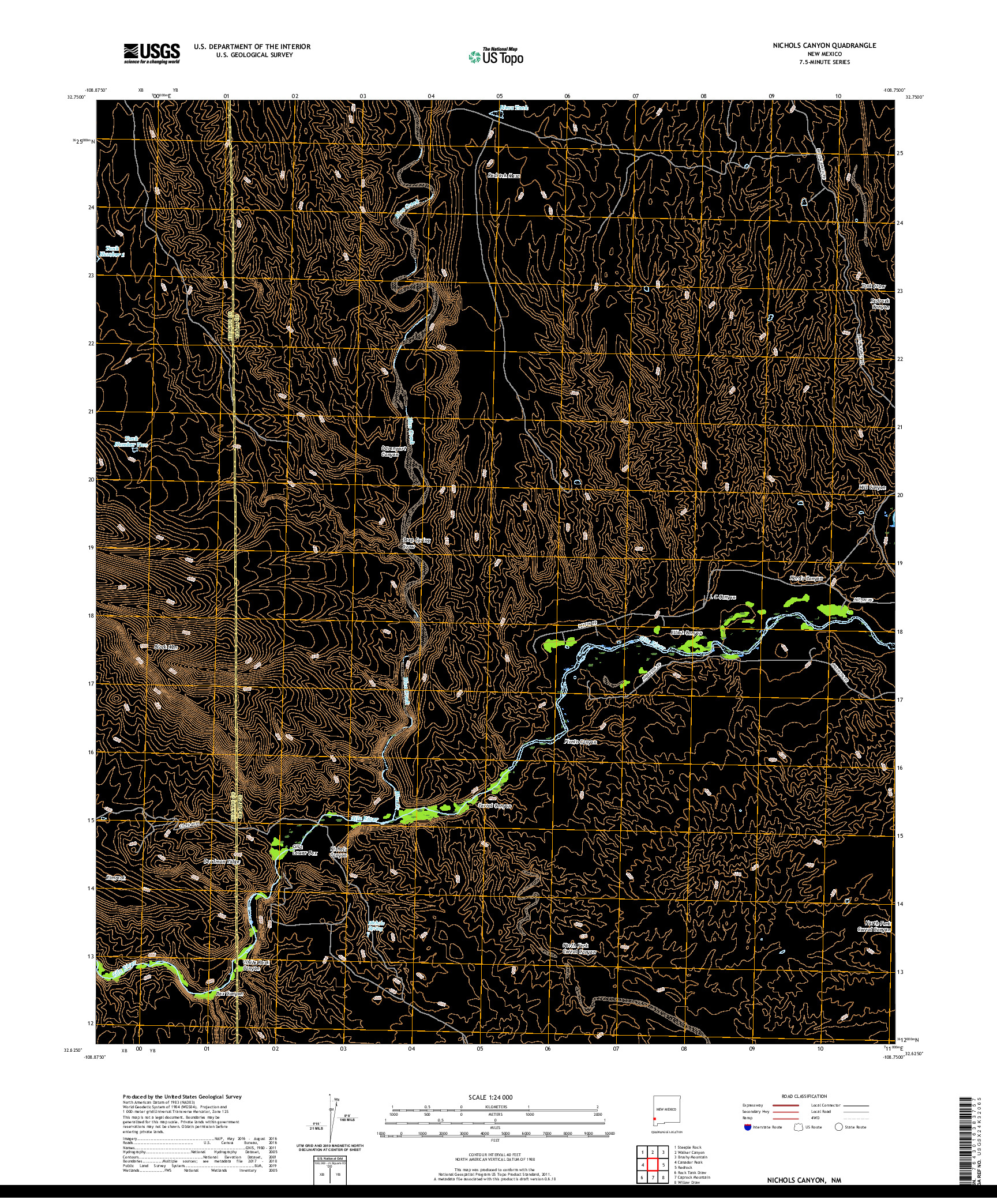 USGS US TOPO 7.5-MINUTE MAP FOR NICHOLS CANYON, NM 2020