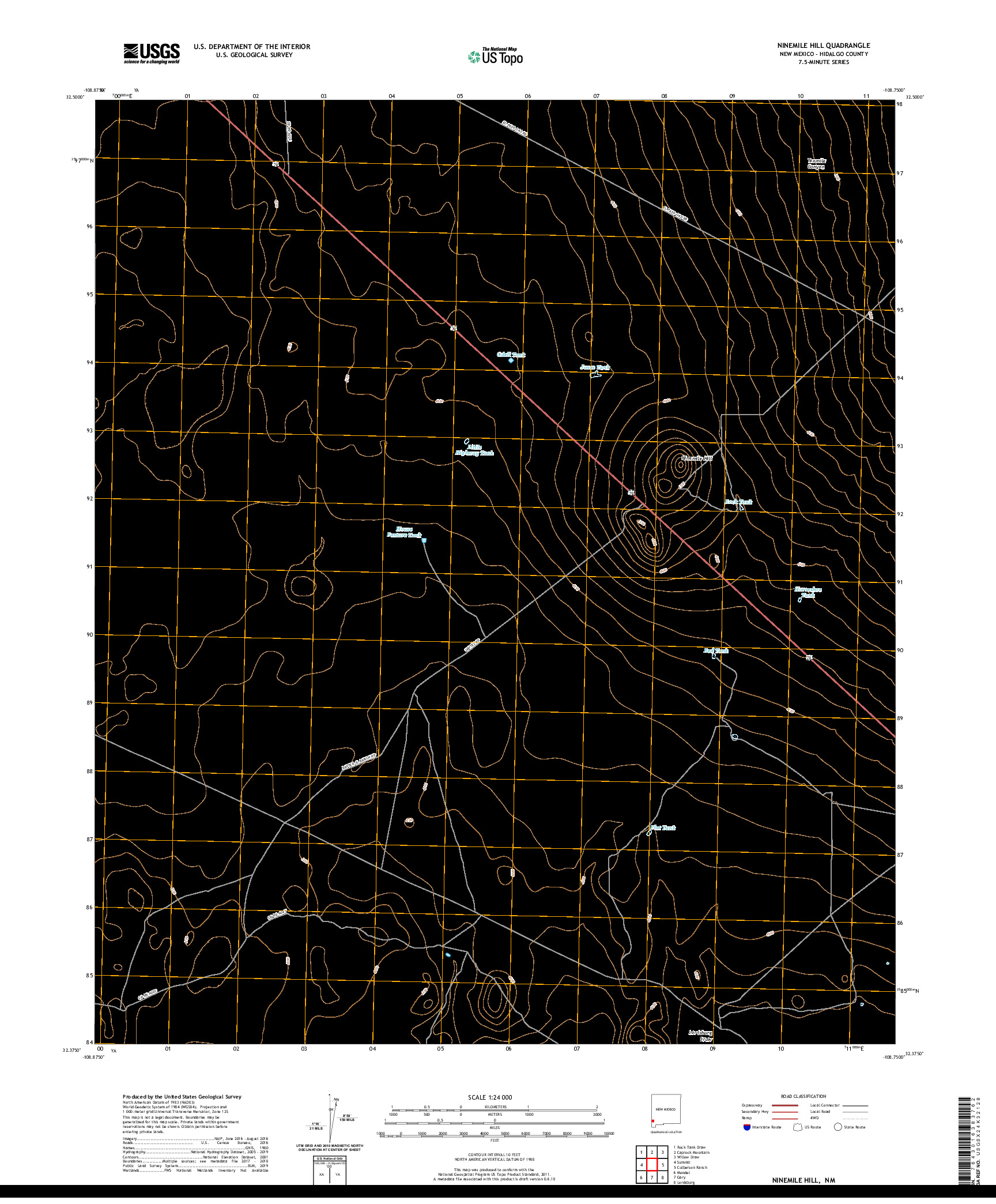 USGS US TOPO 7.5-MINUTE MAP FOR NINEMILE HILL, NM 2020