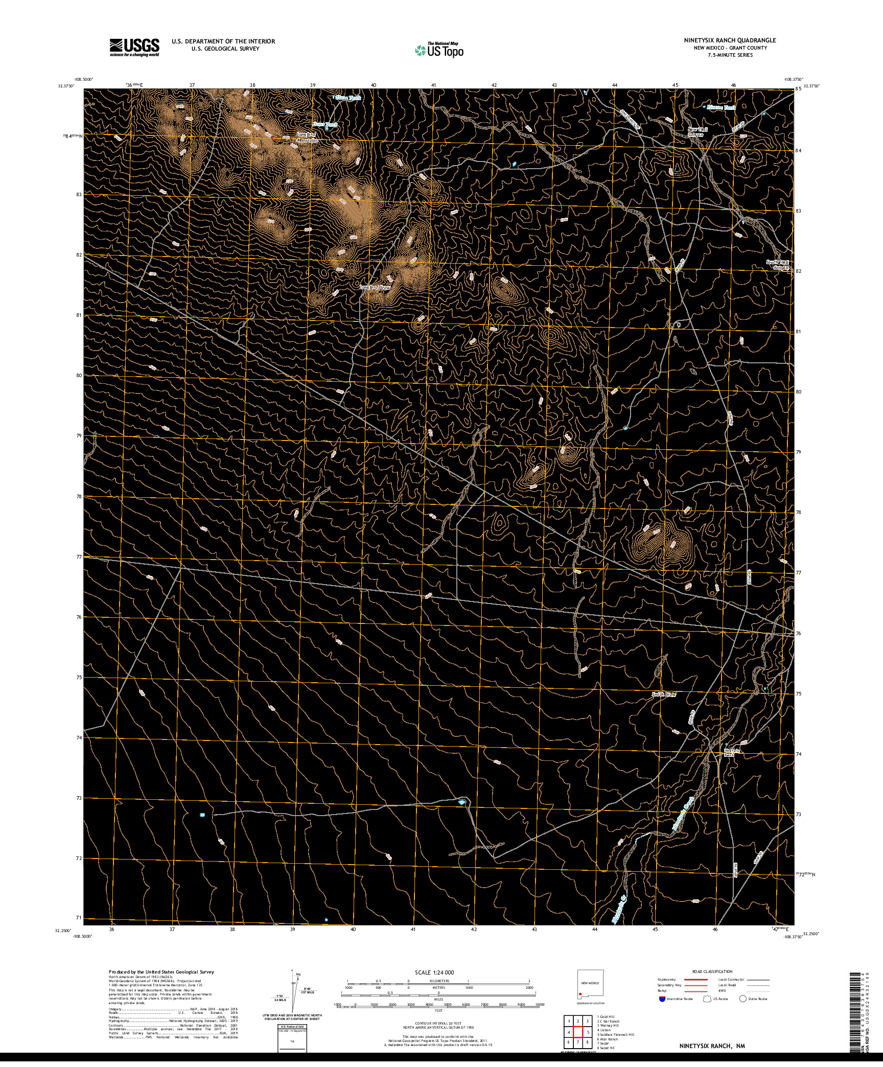 USGS US TOPO 7.5-MINUTE MAP FOR NINETYSIX RANCH, NM 2020