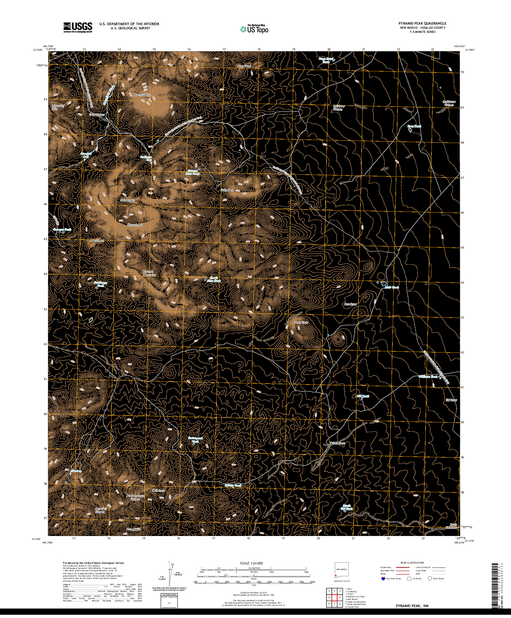 USGS US TOPO 7.5-MINUTE MAP FOR PYRAMID PEAK, NM 2020