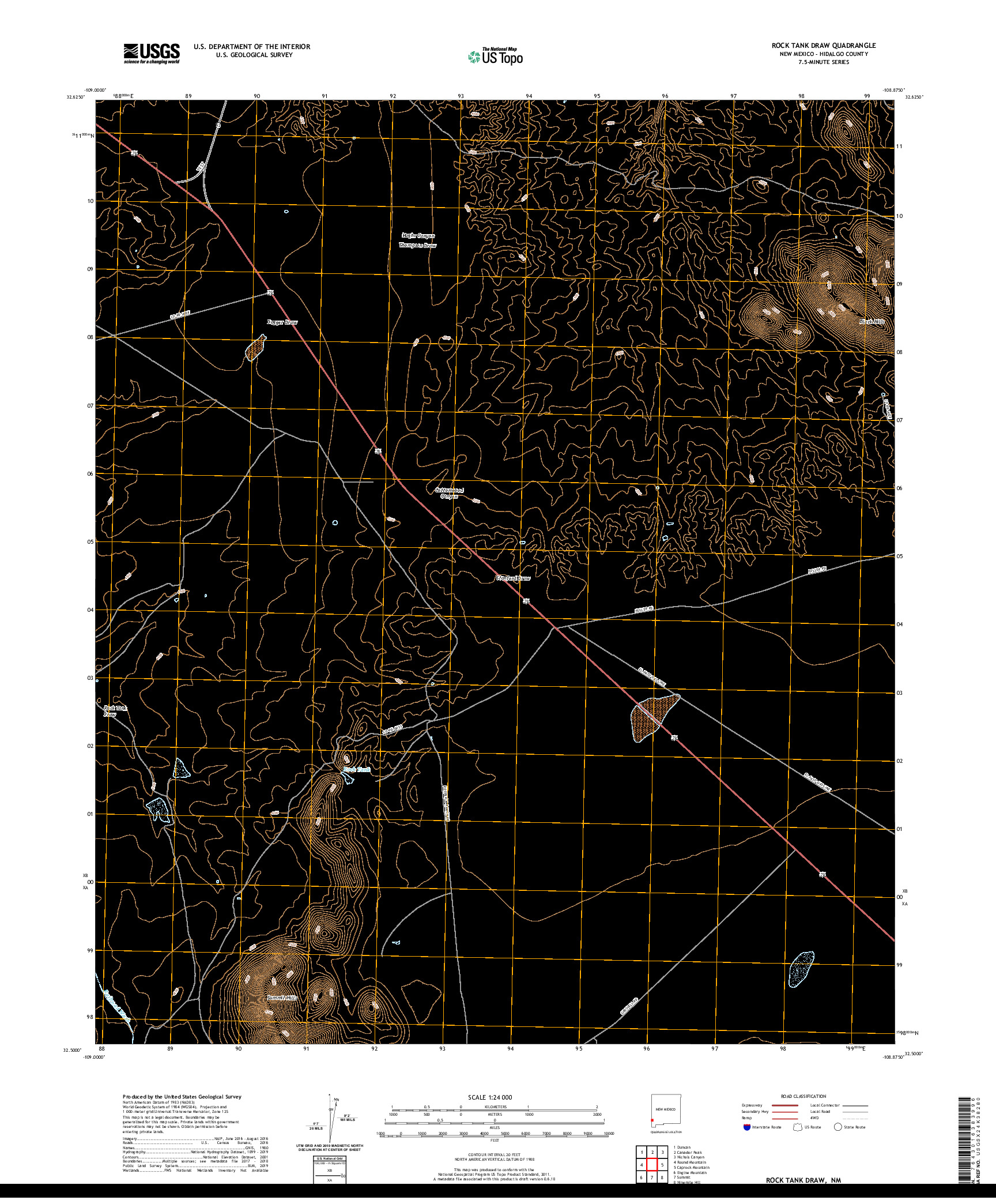 USGS US TOPO 7.5-MINUTE MAP FOR ROCK TANK DRAW, NM 2020