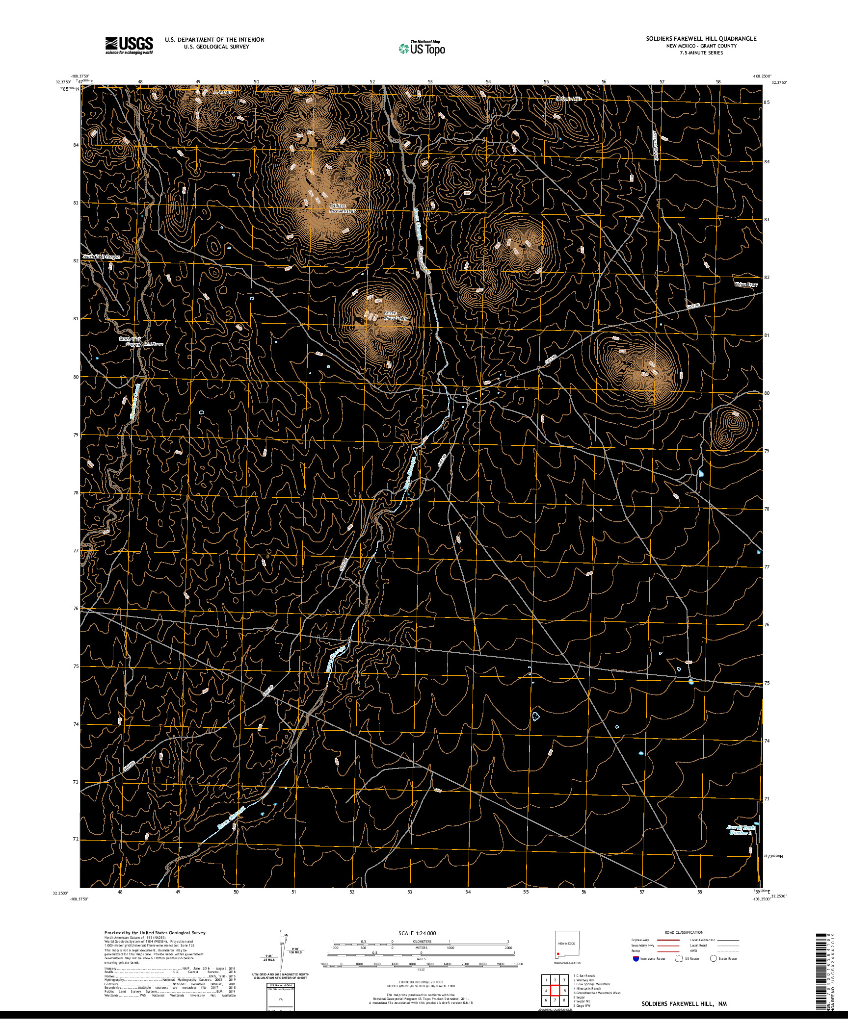 USGS US TOPO 7.5-MINUTE MAP FOR SOLDIERS FAREWELL HILL, NM 2020