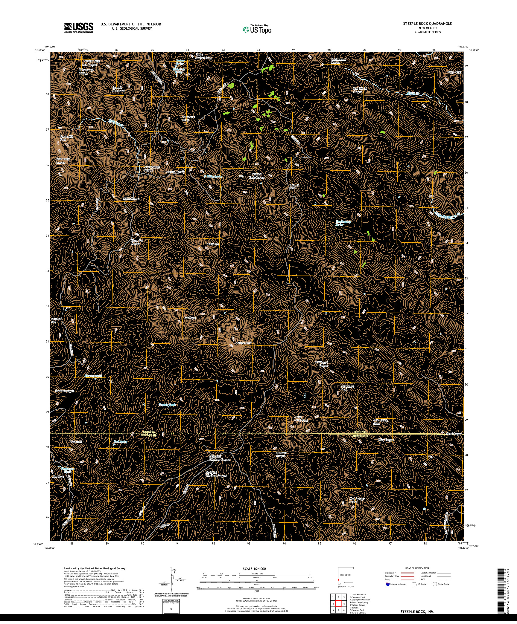 USGS US TOPO 7.5-MINUTE MAP FOR STEEPLE ROCK, NM 2020