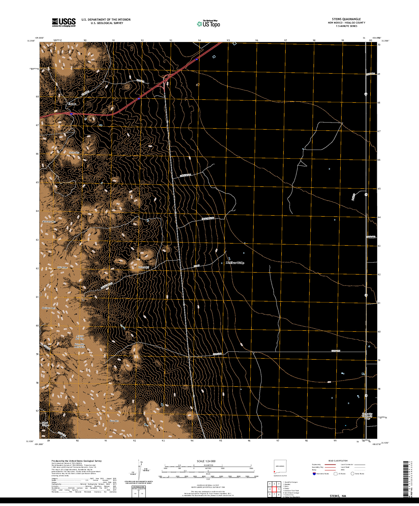 USGS US TOPO 7.5-MINUTE MAP FOR STEINS, NM 2020