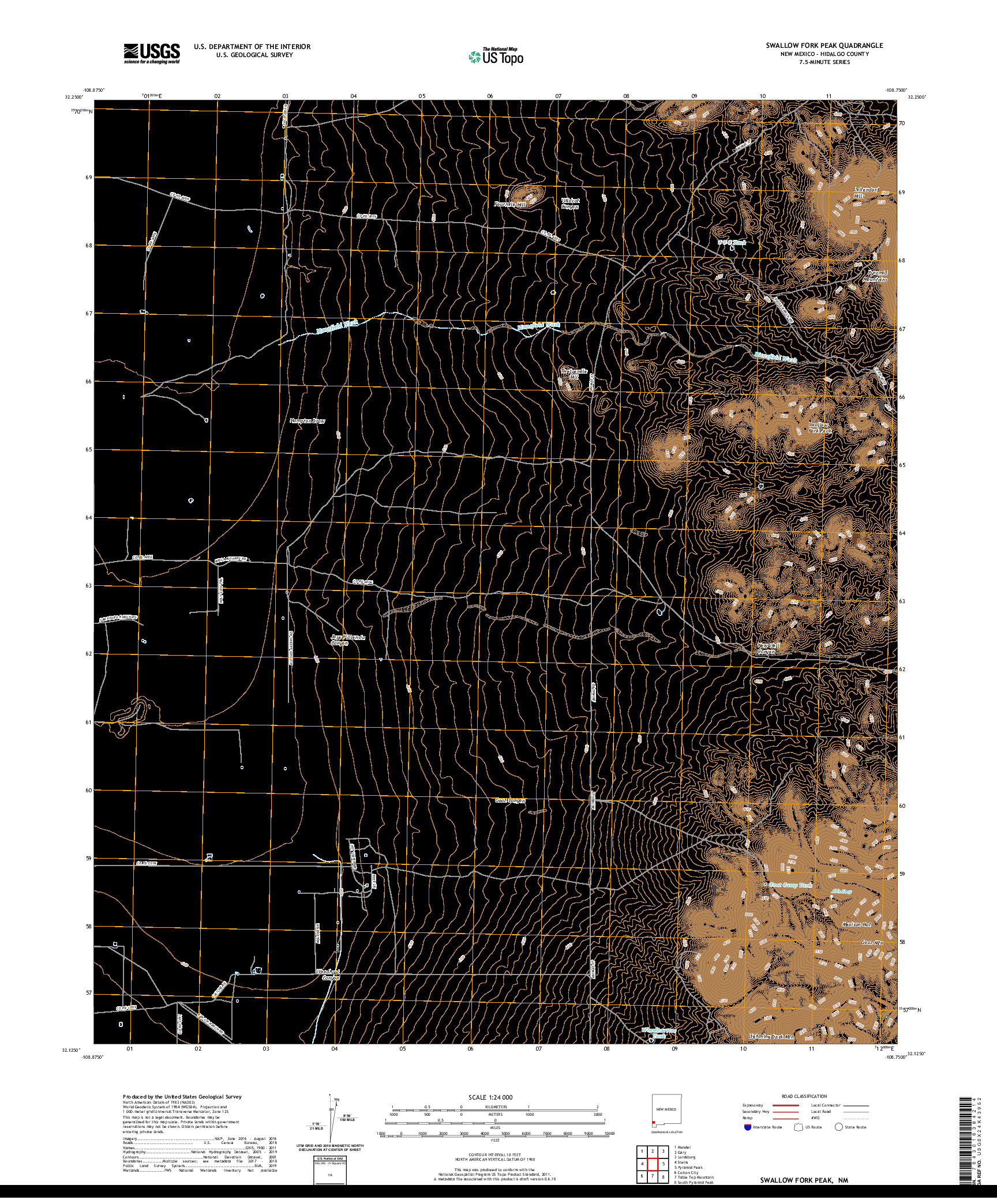 USGS US TOPO 7.5-MINUTE MAP FOR SWALLOW FORK PEAK, NM 2020