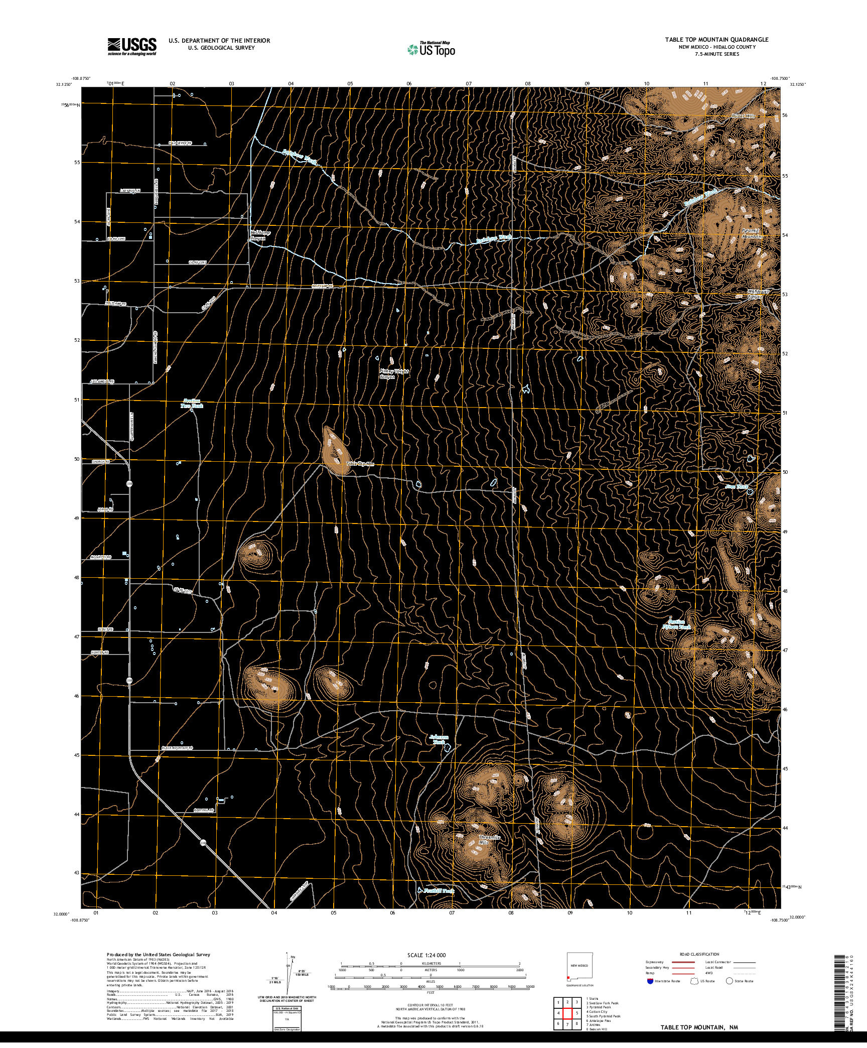 USGS US TOPO 7.5-MINUTE MAP FOR TABLE TOP MOUNTAIN, NM 2020