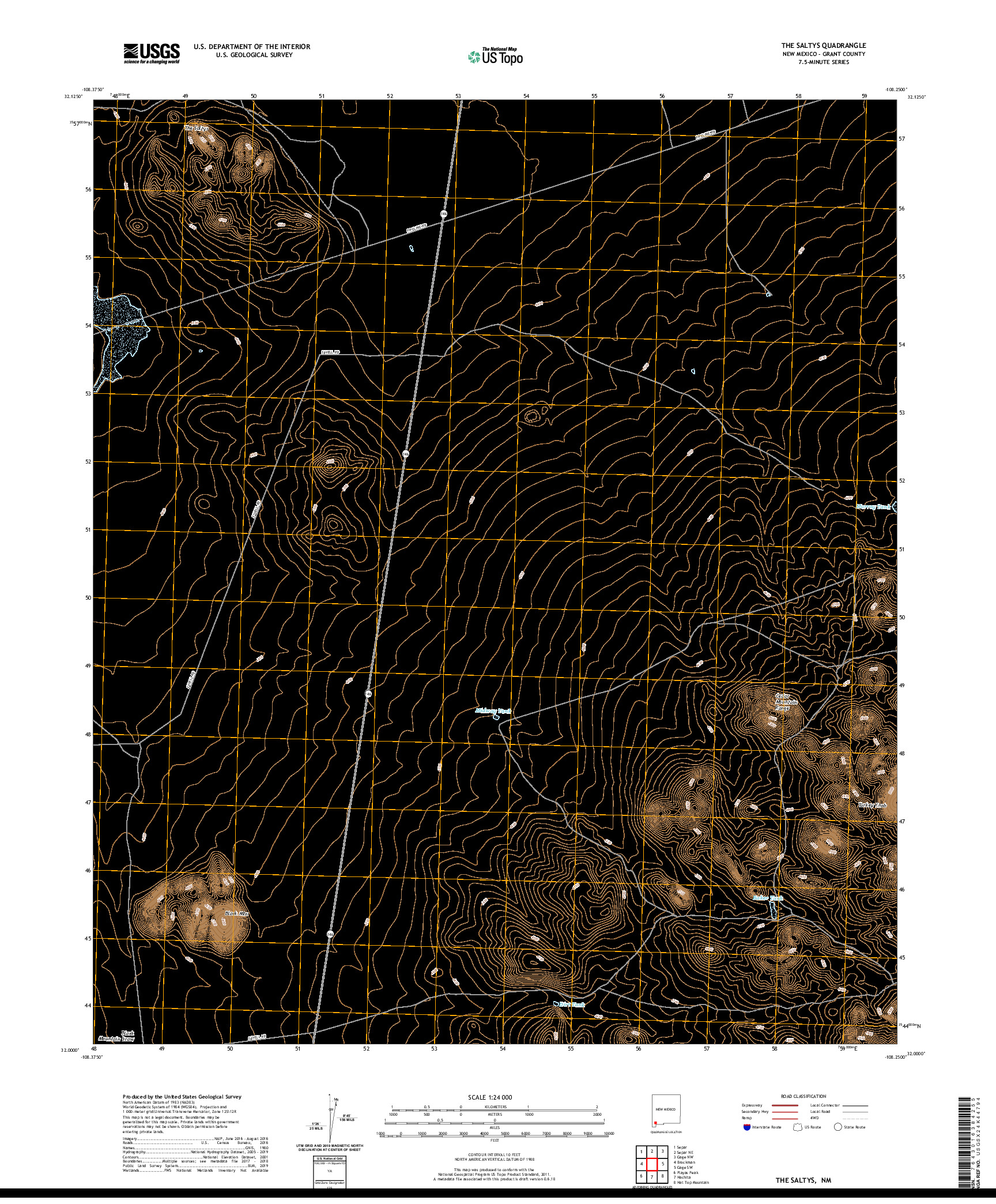 USGS US TOPO 7.5-MINUTE MAP FOR THE SALTYS, NM 2020