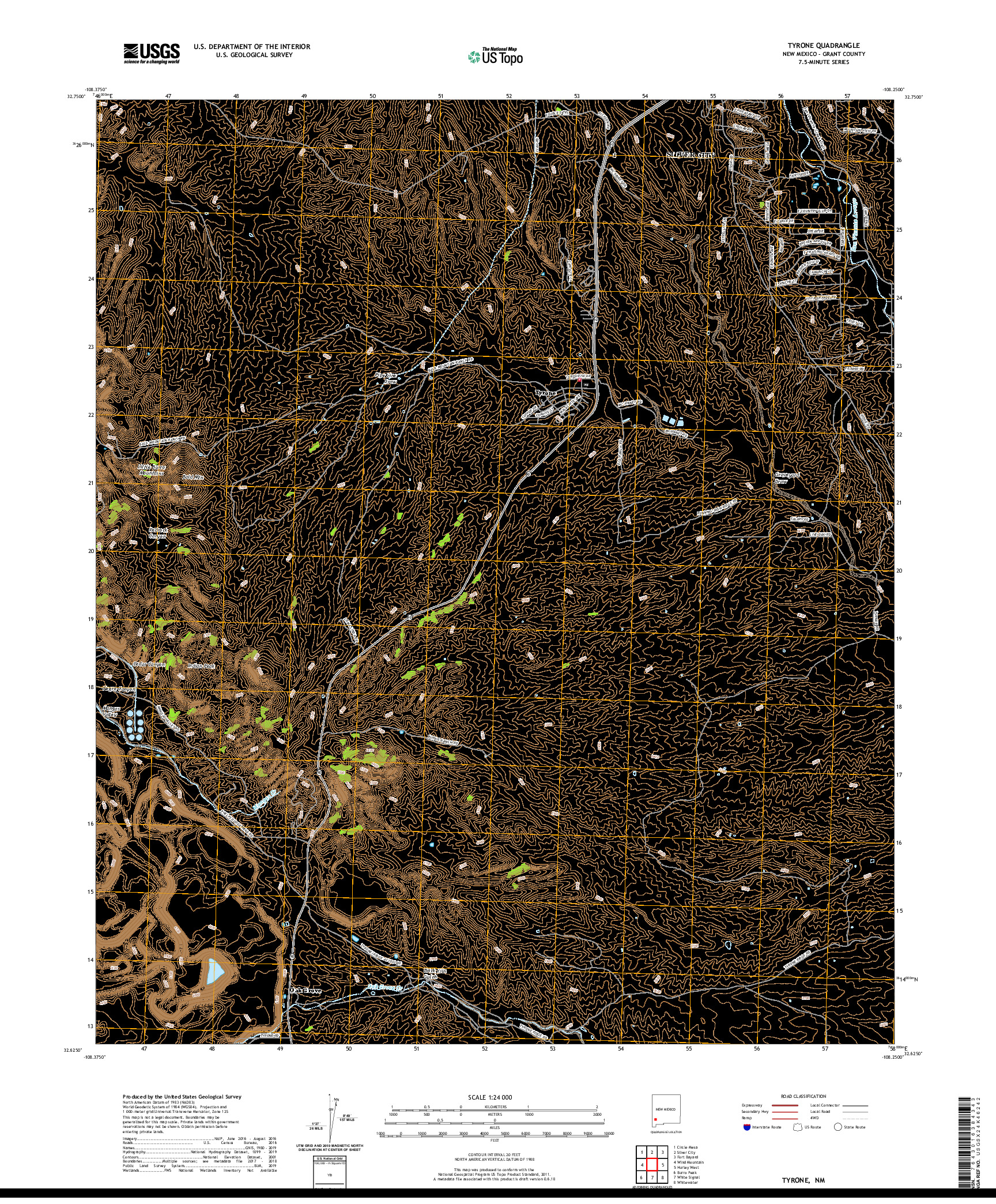 USGS US TOPO 7.5-MINUTE MAP FOR TYRONE, NM 2020