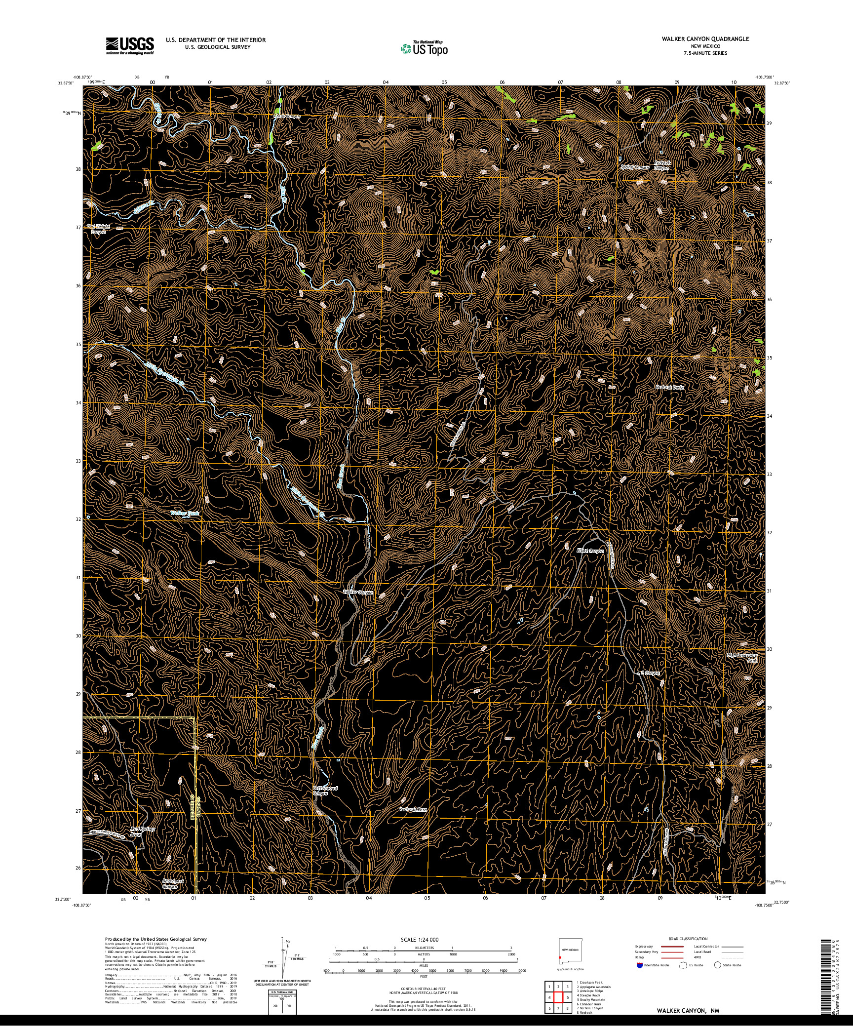 USGS US TOPO 7.5-MINUTE MAP FOR WALKER CANYON, NM 2020