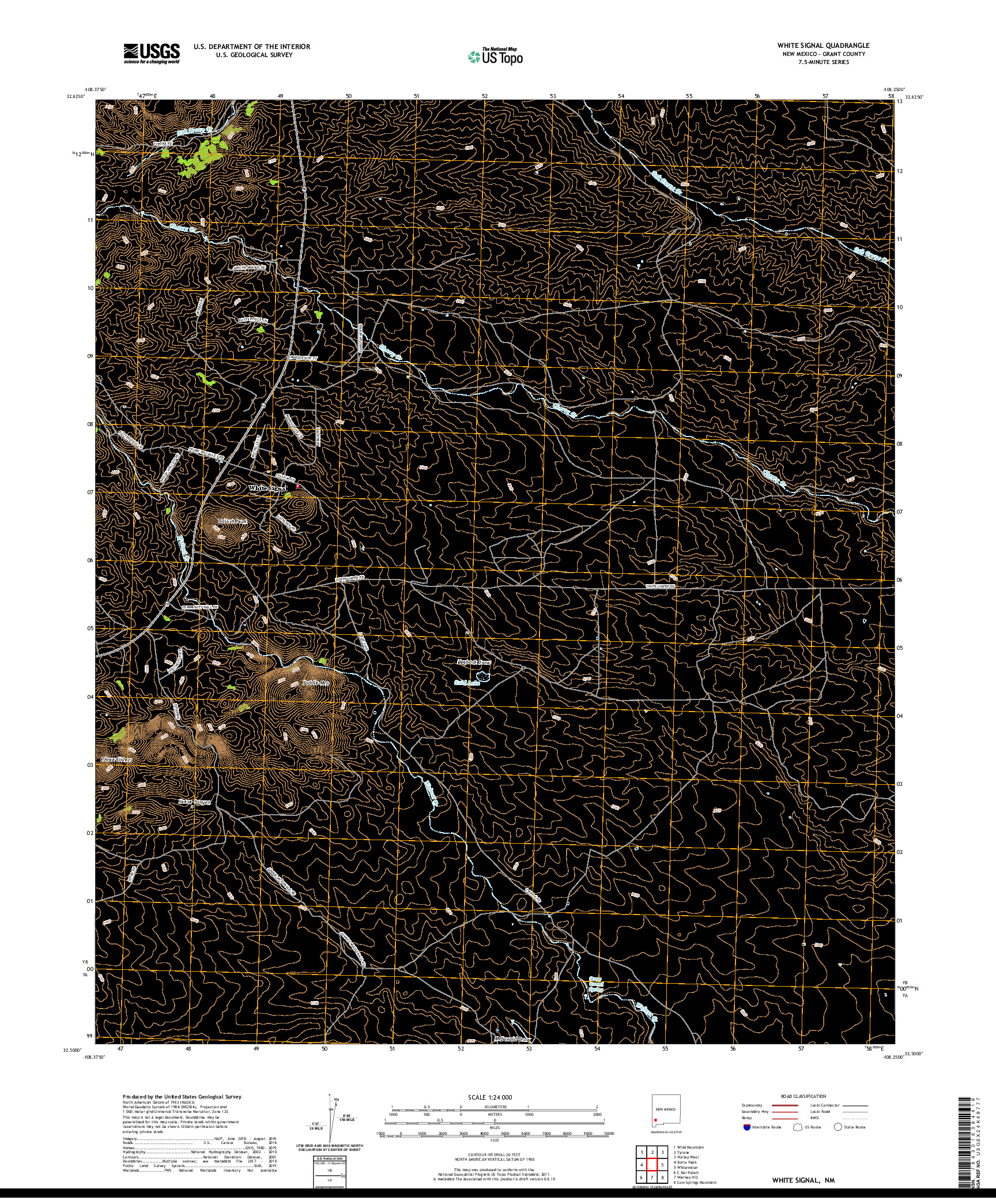 USGS US TOPO 7.5-MINUTE MAP FOR WHITE SIGNAL, NM 2020
