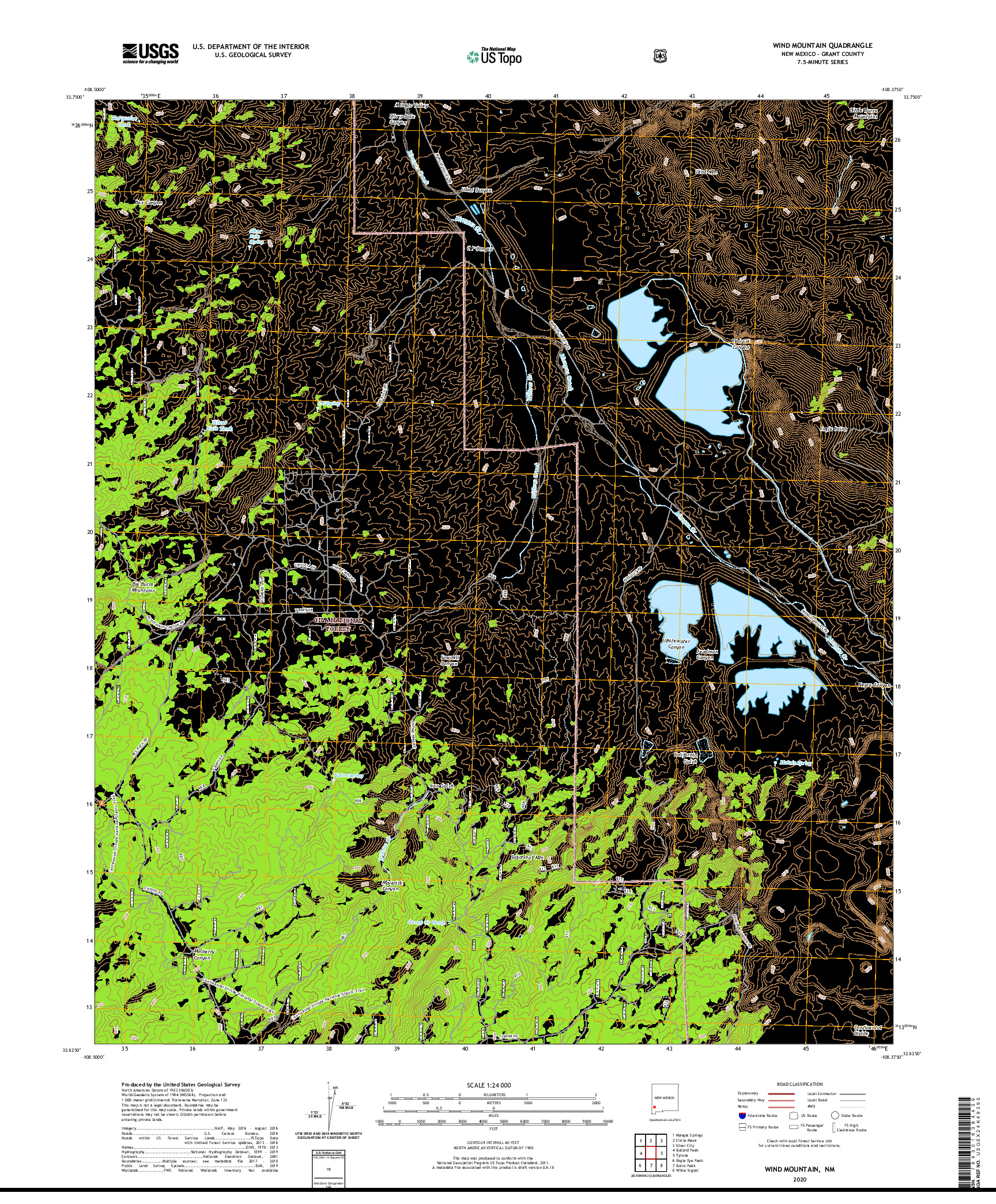 USGS US TOPO 7.5-MINUTE MAP FOR WIND MOUNTAIN, NM 2020