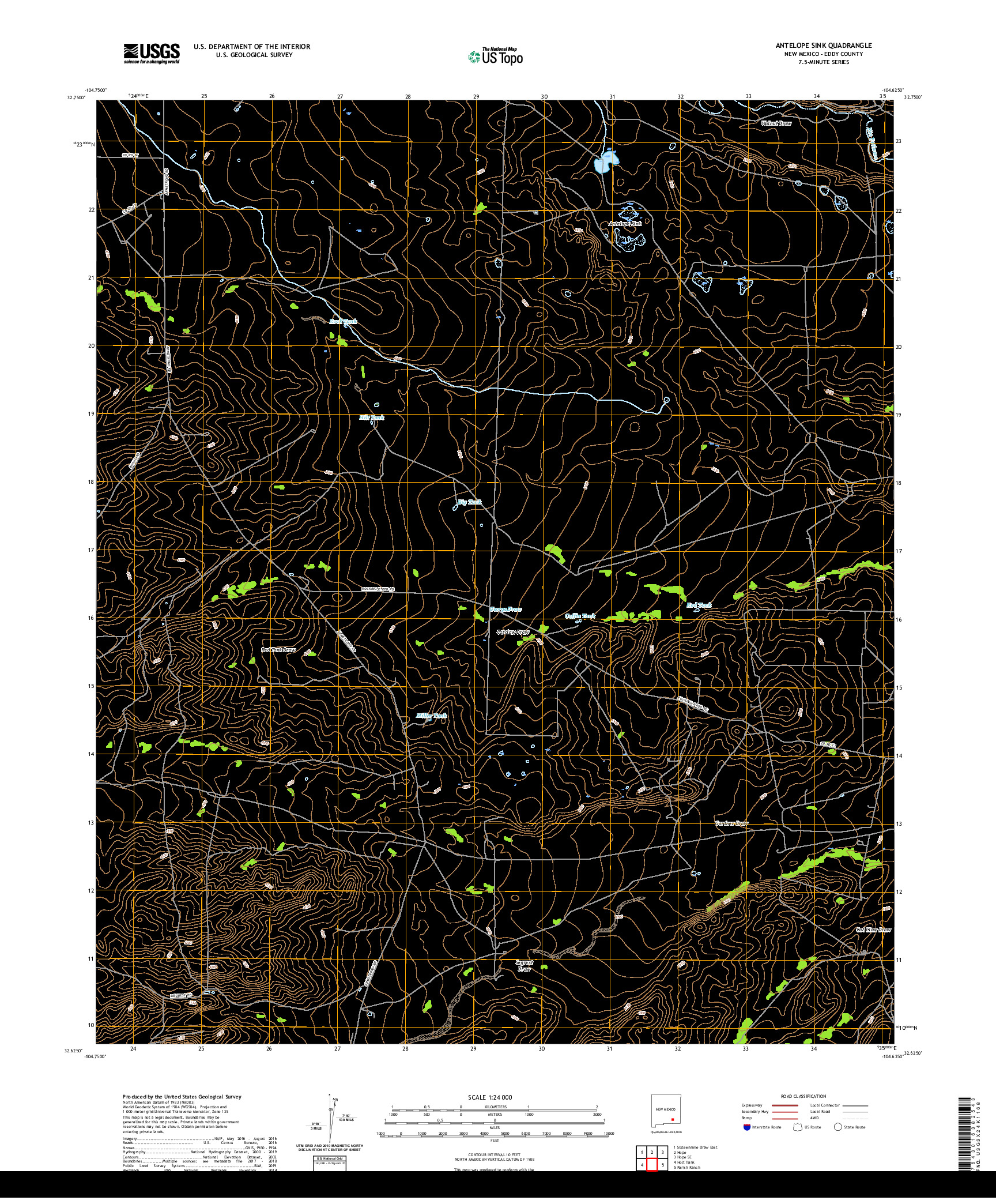 USGS US TOPO 7.5-MINUTE MAP FOR ANTELOPE SINK, NM 2020