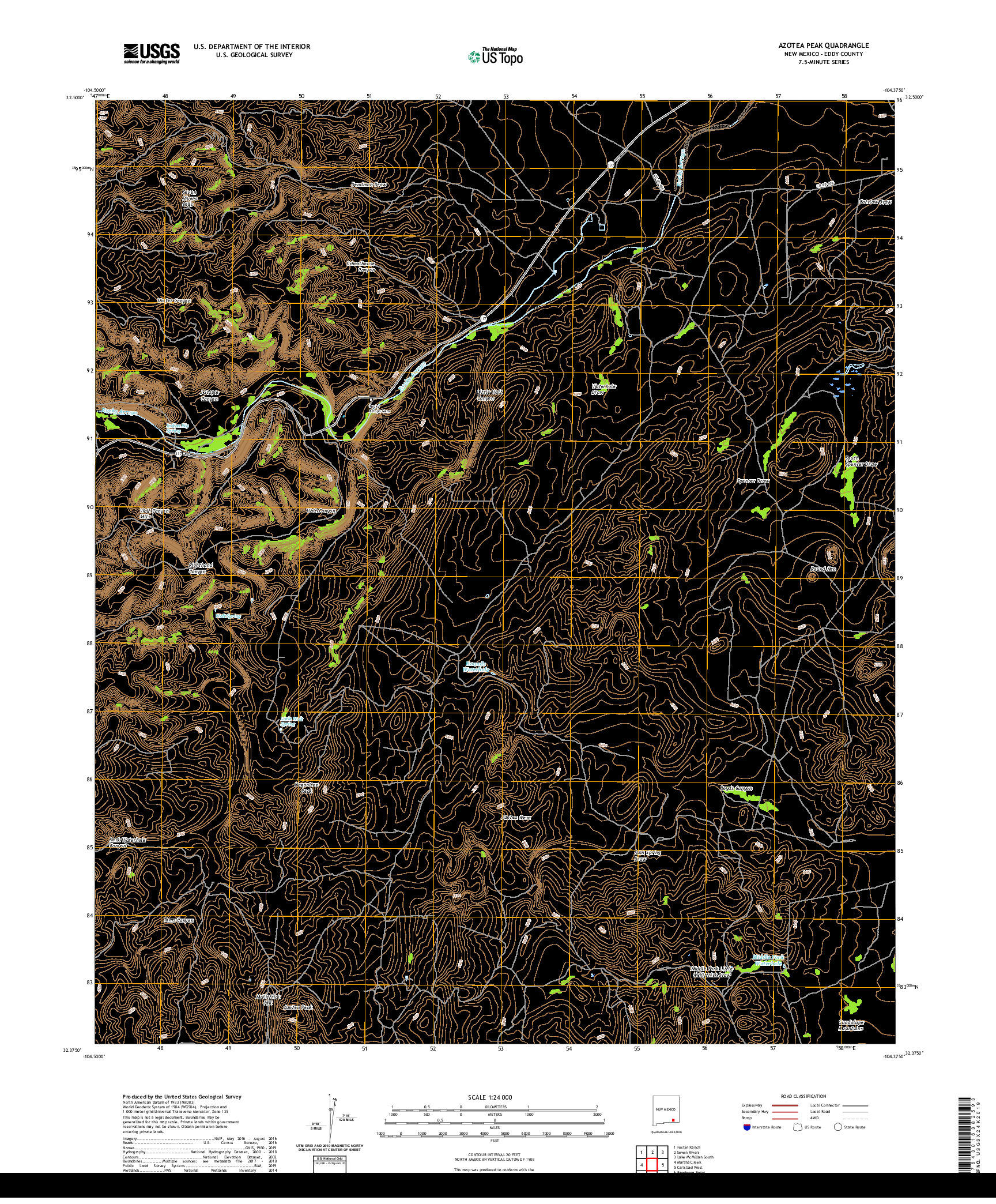 USGS US TOPO 7.5-MINUTE MAP FOR AZOTEA PEAK, NM 2020