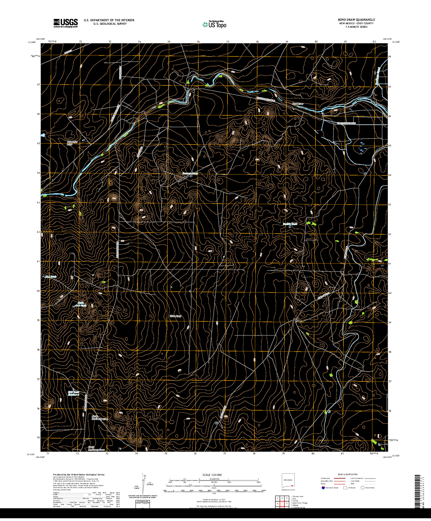 USGS US TOPO 7.5-MINUTE MAP FOR BOND DRAW, NM 2020