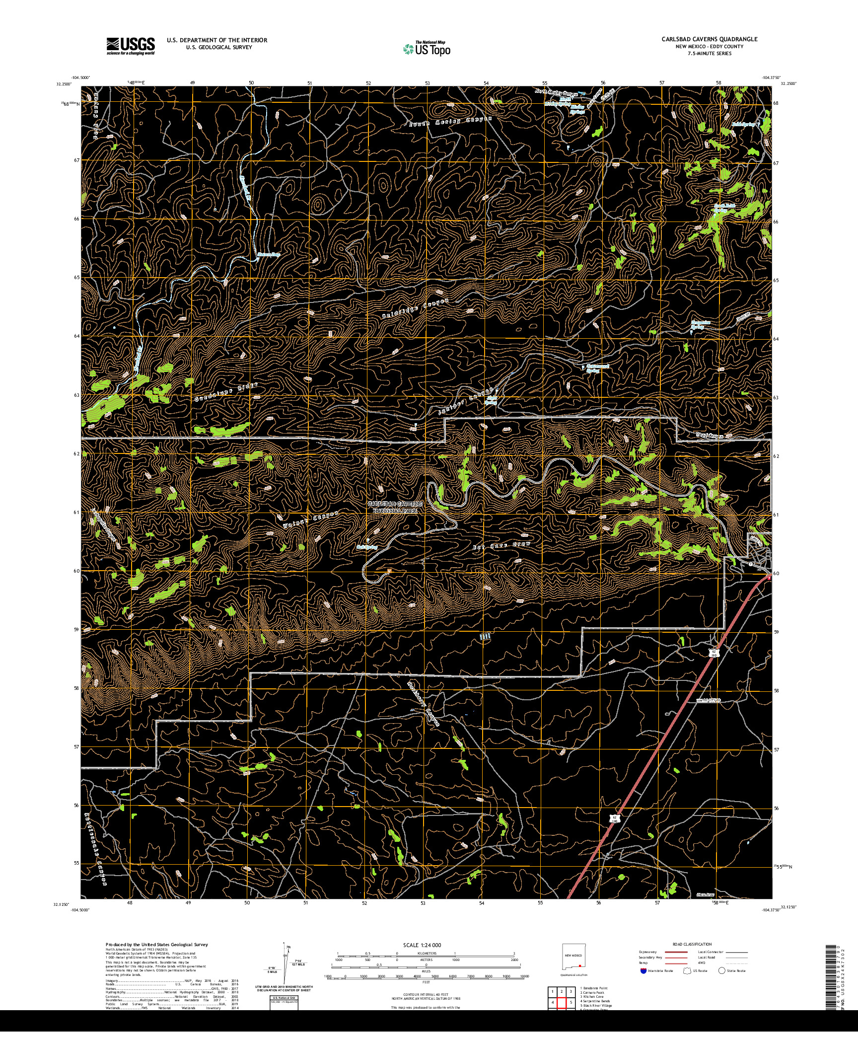 USGS US TOPO 7.5-MINUTE MAP FOR CARLSBAD CAVERNS, NM 2020