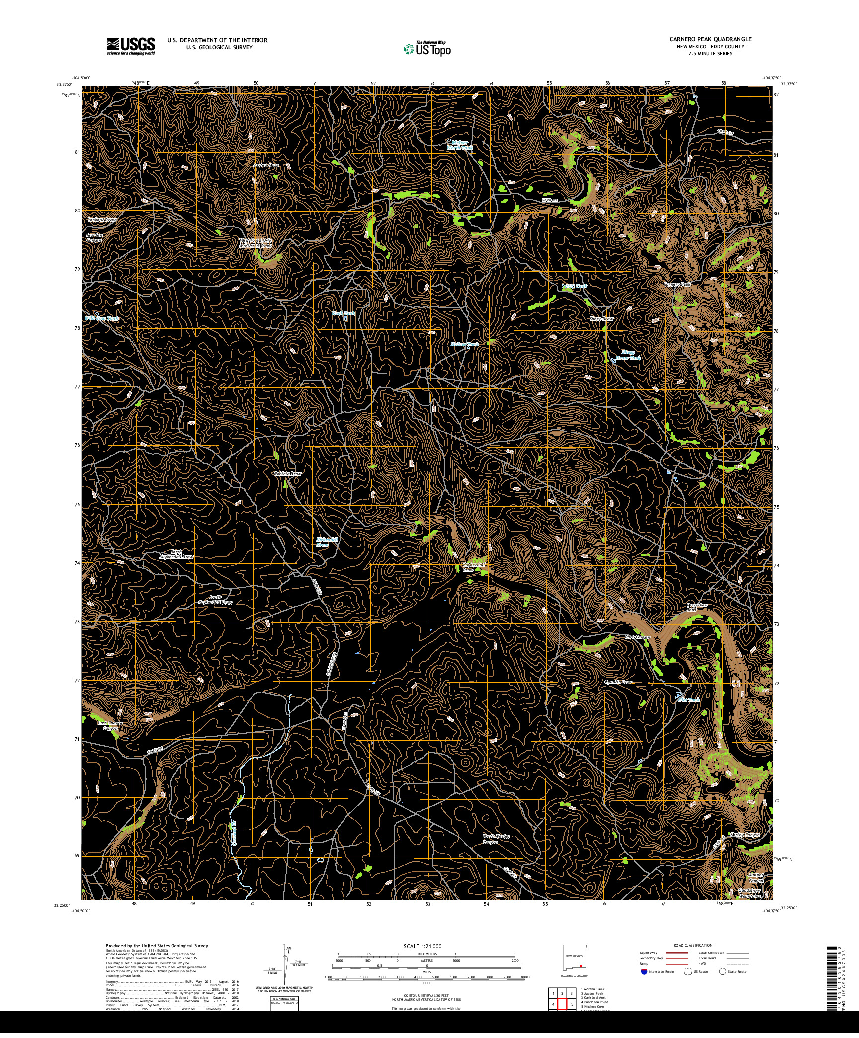 USGS US TOPO 7.5-MINUTE MAP FOR CARNERO PEAK, NM 2020