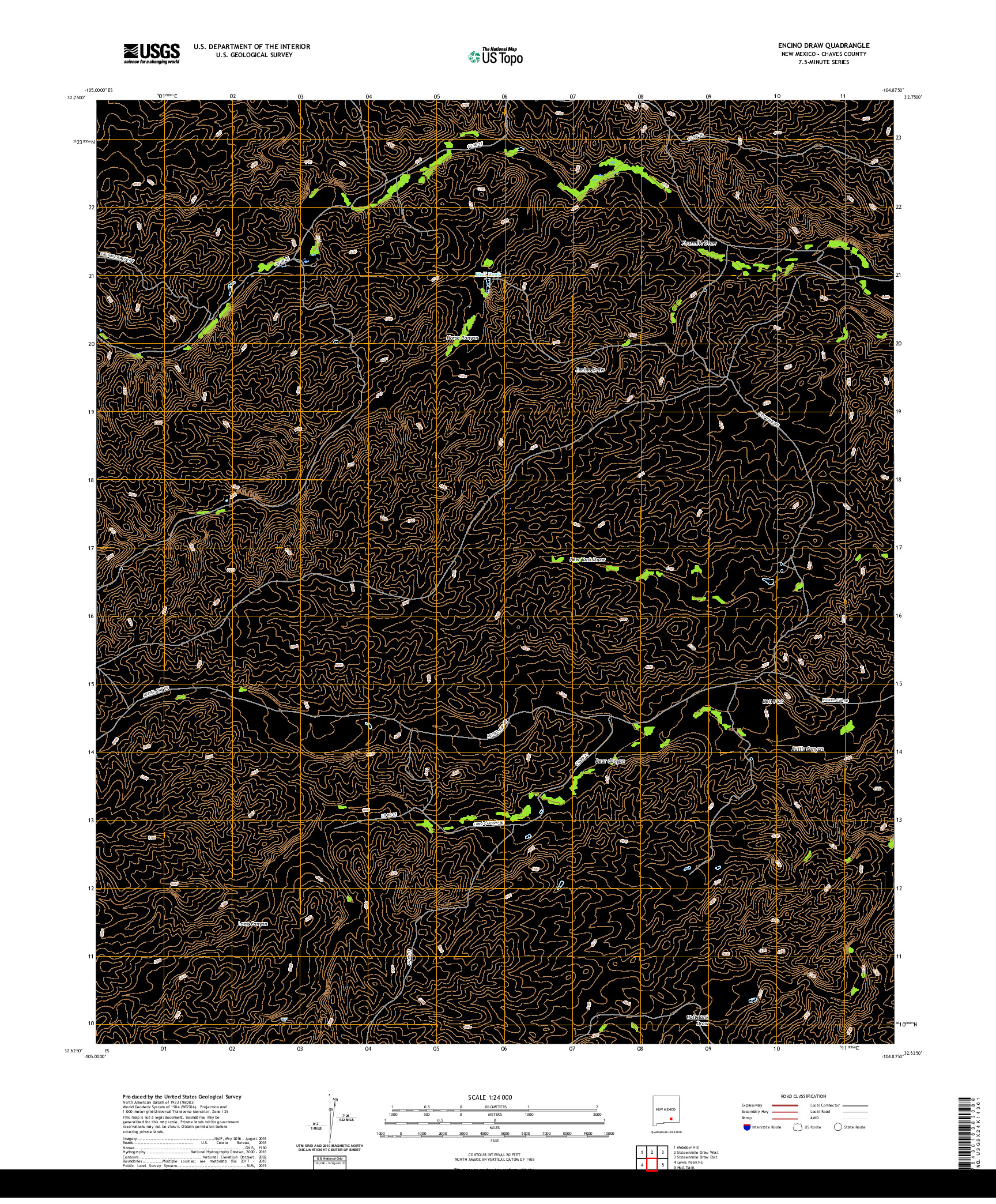 USGS US TOPO 7.5-MINUTE MAP FOR ENCINO DRAW, NM 2020