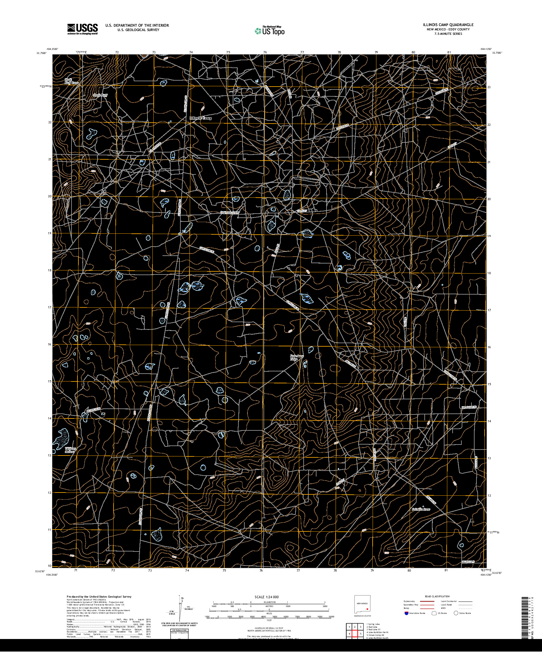 USGS US TOPO 7.5-MINUTE MAP FOR ILLINOIS CAMP, NM 2020