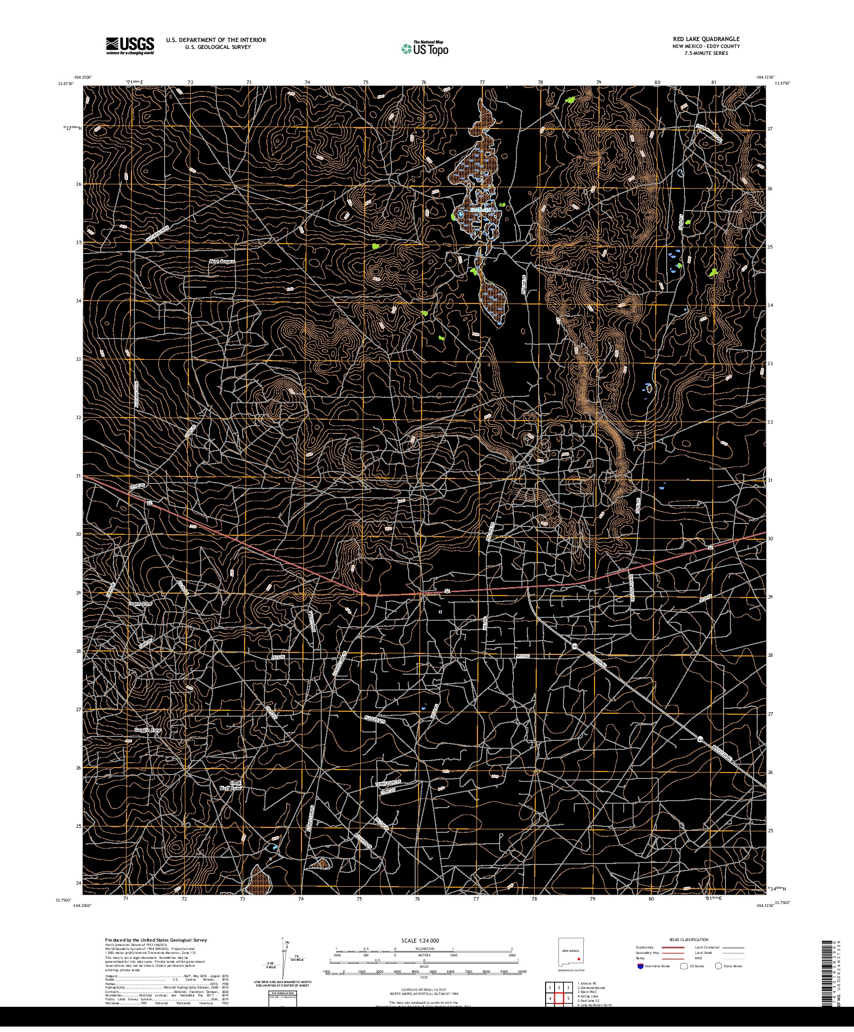 USGS US TOPO 7.5-MINUTE MAP FOR RED LAKE, NM 2020