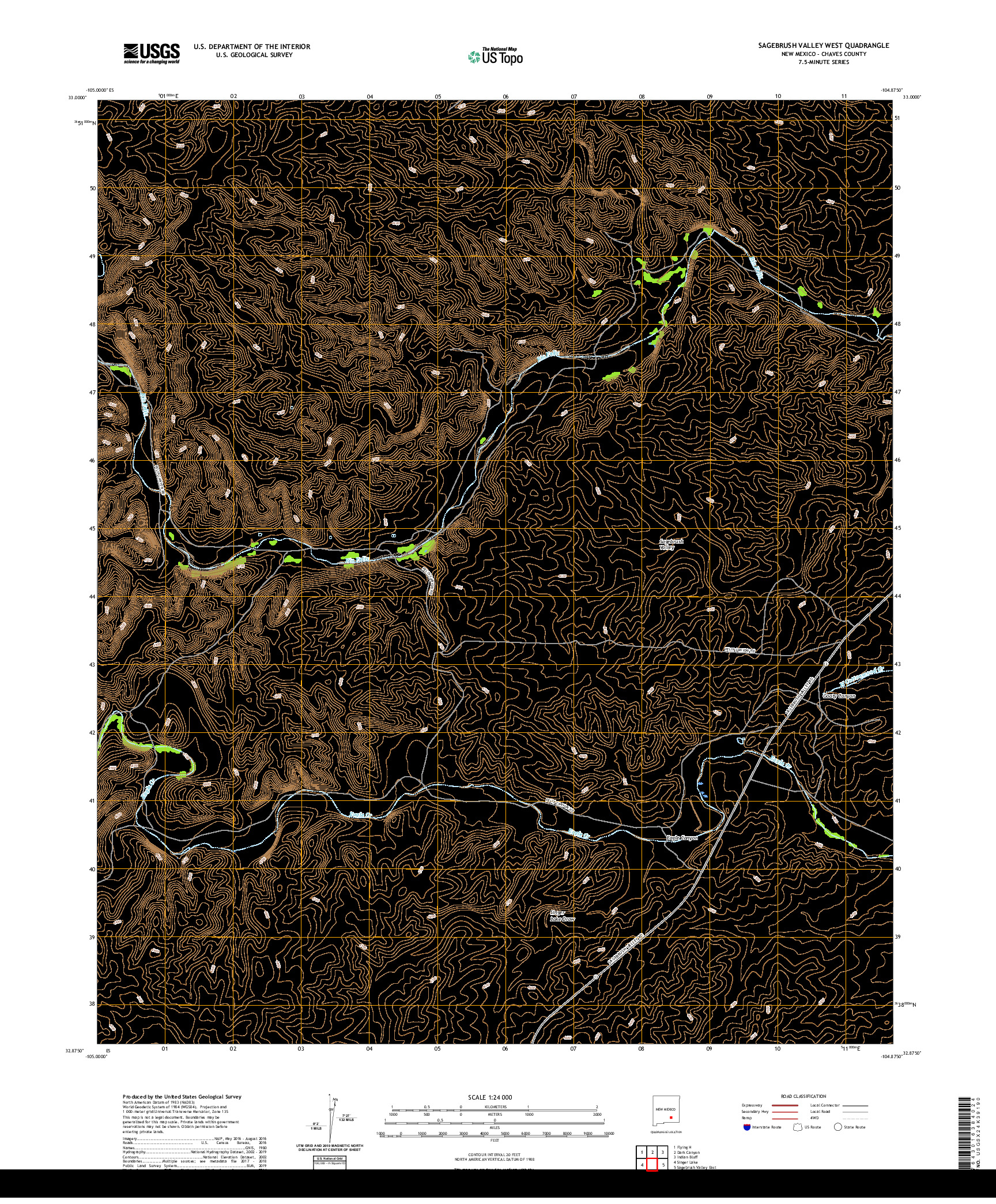 USGS US TOPO 7.5-MINUTE MAP FOR SAGEBRUSH VALLEY WEST, NM 2020
