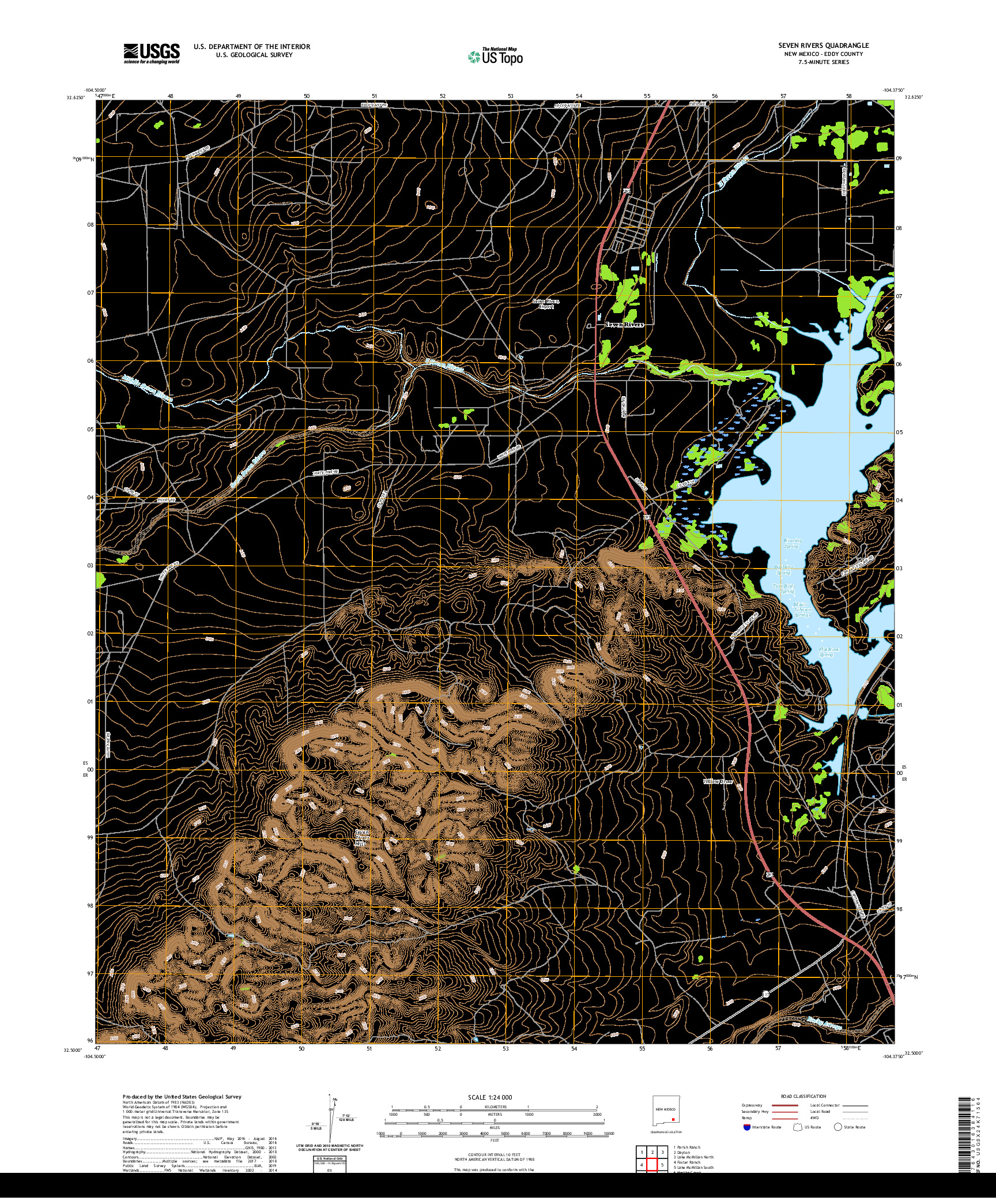 USGS US TOPO 7.5-MINUTE MAP FOR SEVEN RIVERS, NM 2020